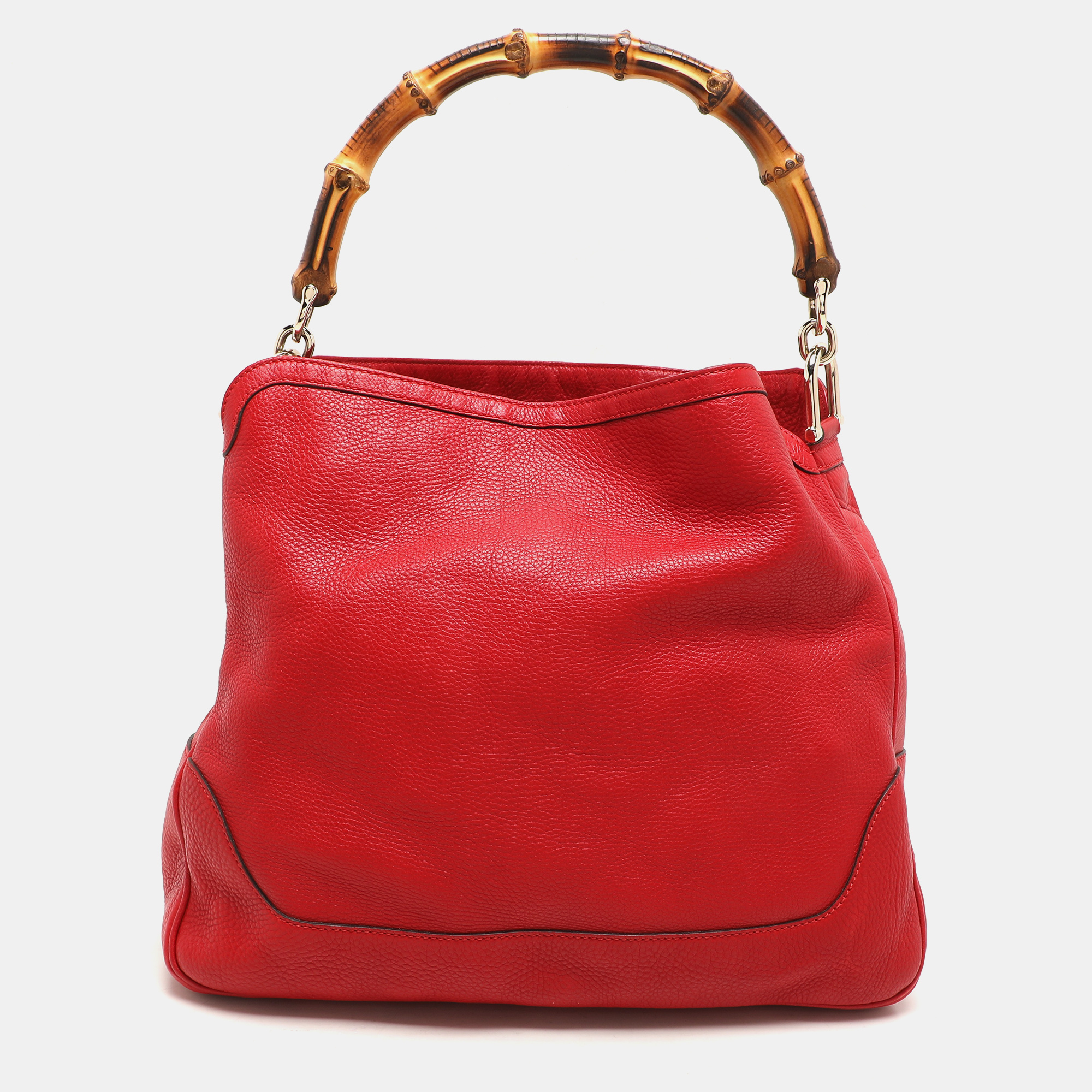 

Gucci Red Leather Diana Bamboo Handle Hobo