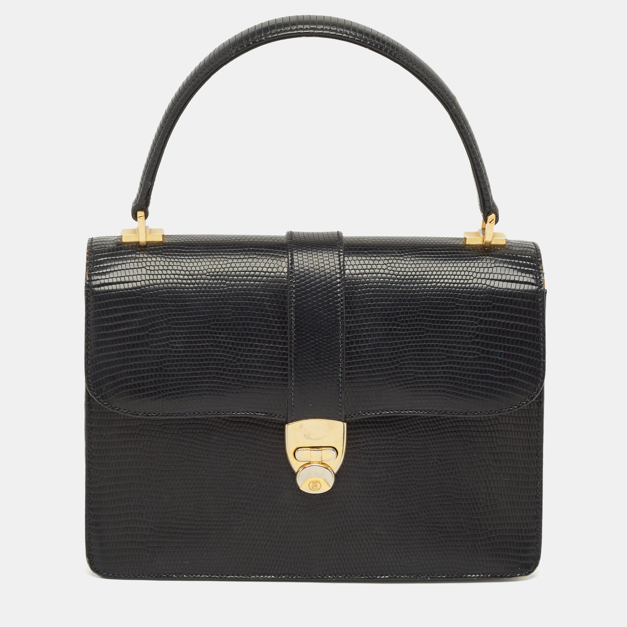 

Gucci Black Lizard Vintage Top Handle Bag