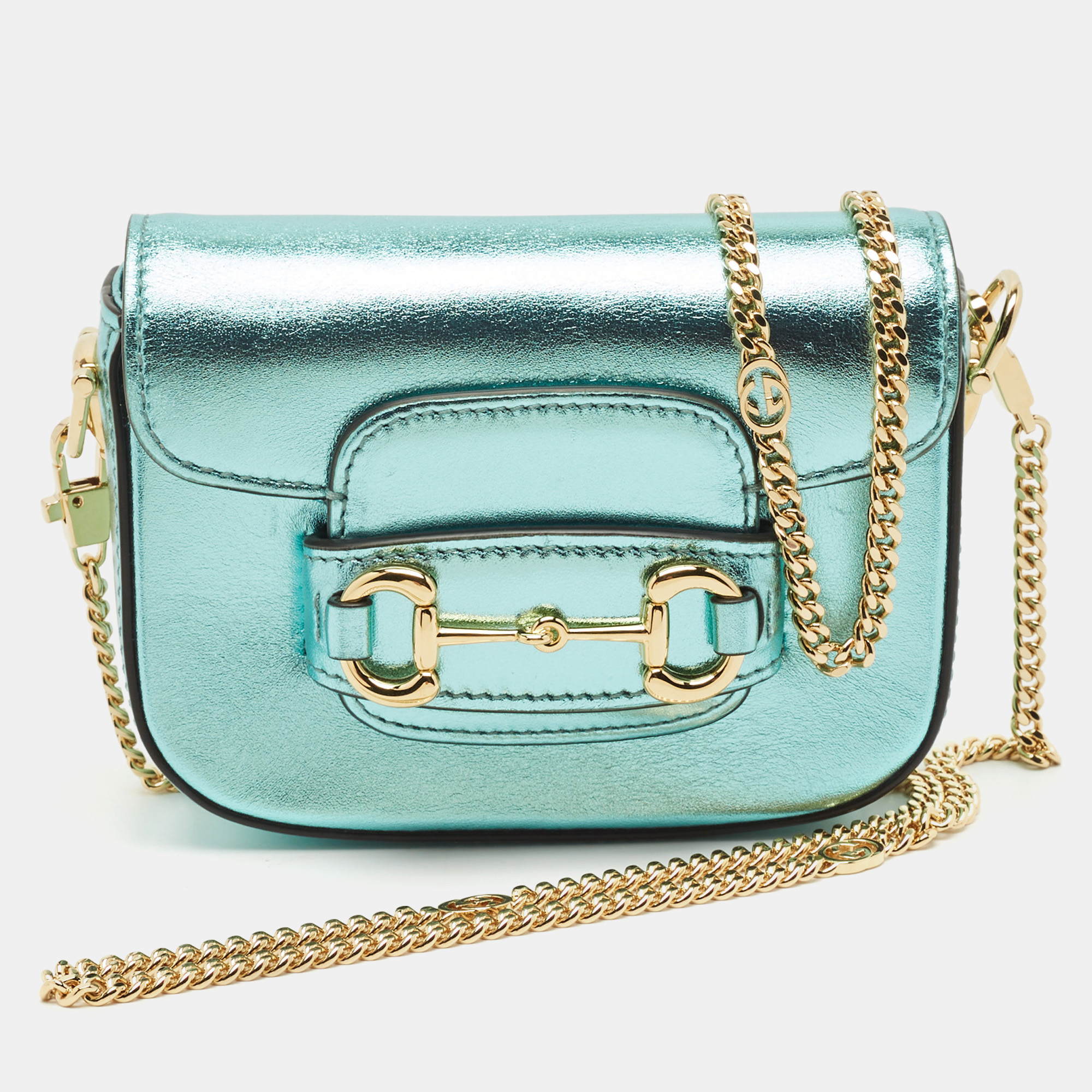 

Gucci Metallic Blue Leather Horsebit 1955 Crossbody Bag