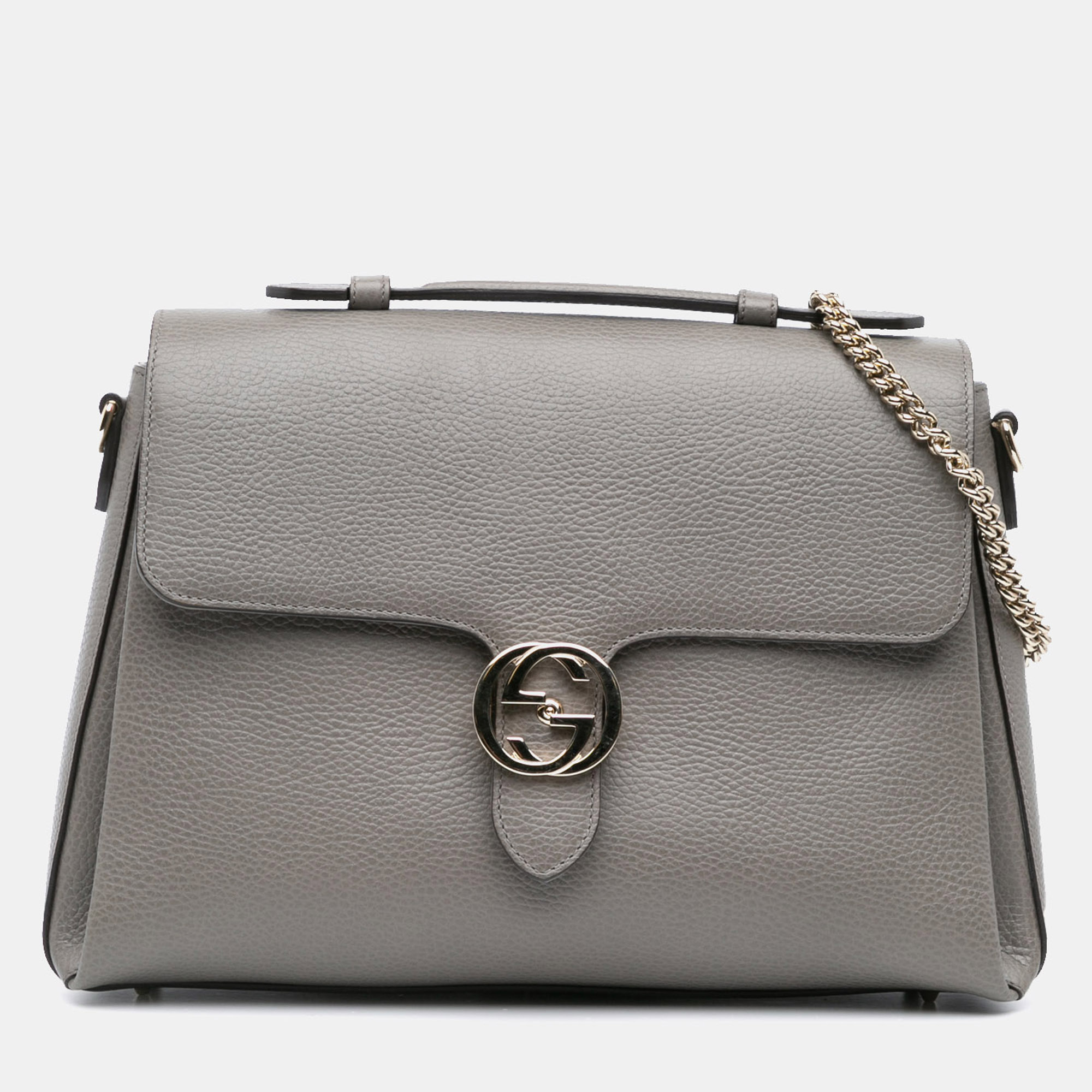 

Gucci Grey Medium Dollar Calf Interlocking G Satchel