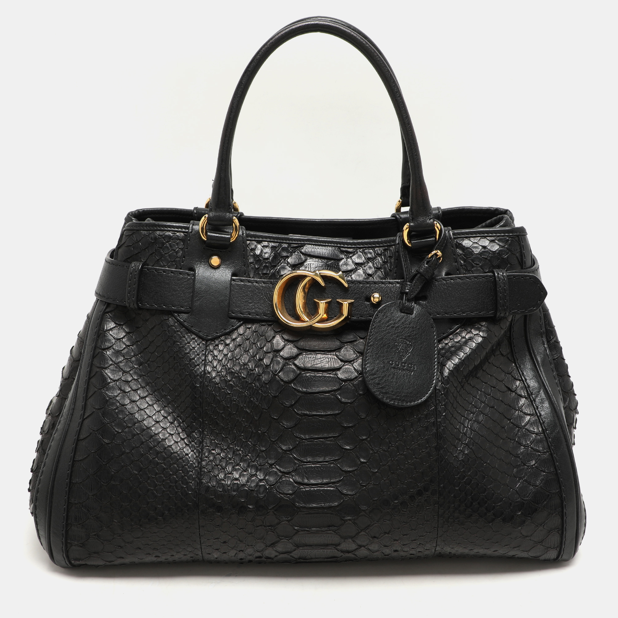 

Gucci Black Python and Leather Large GG Running Tote