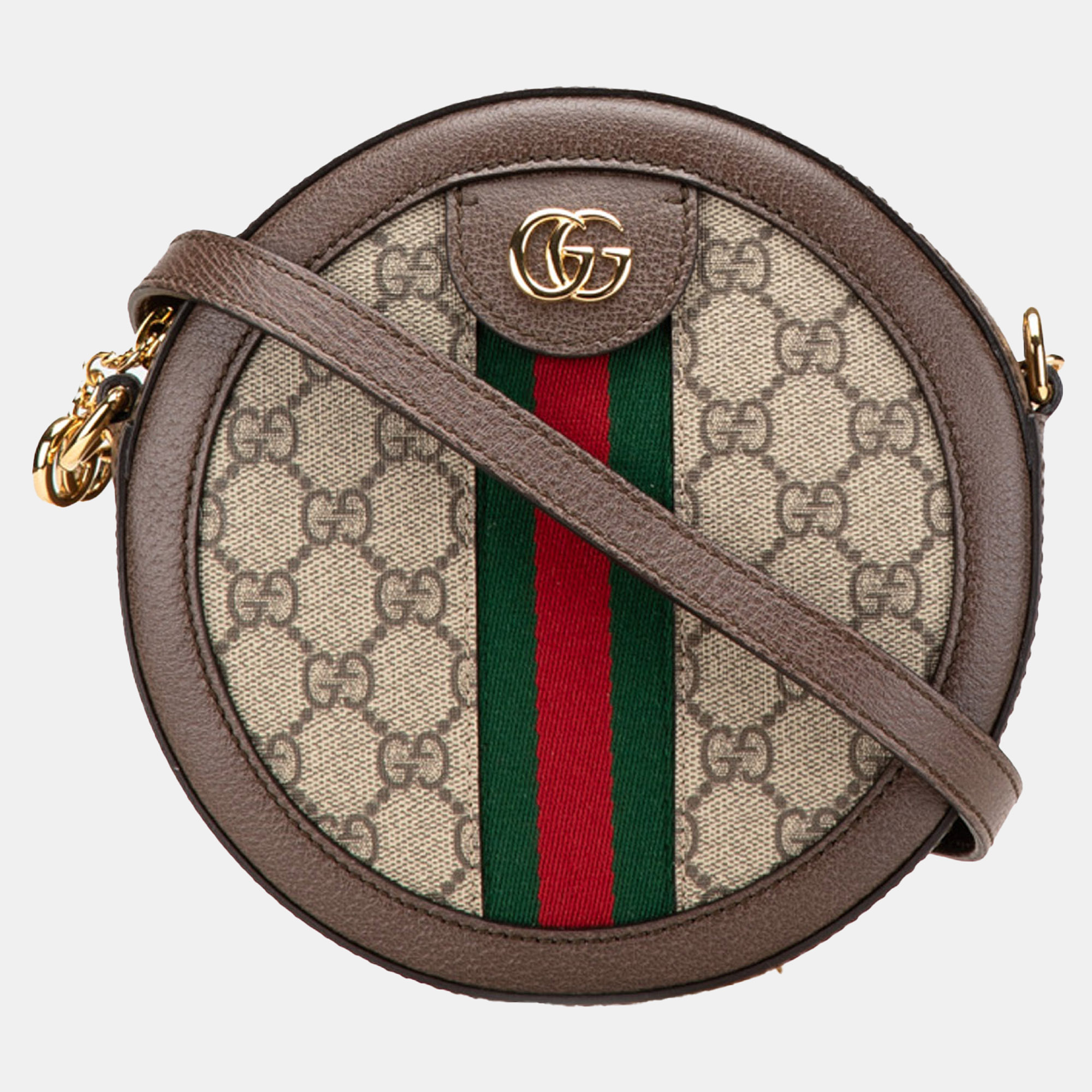 

Gucci Beige/Brown Mini GG Supreme Round Ophidia Crossbody