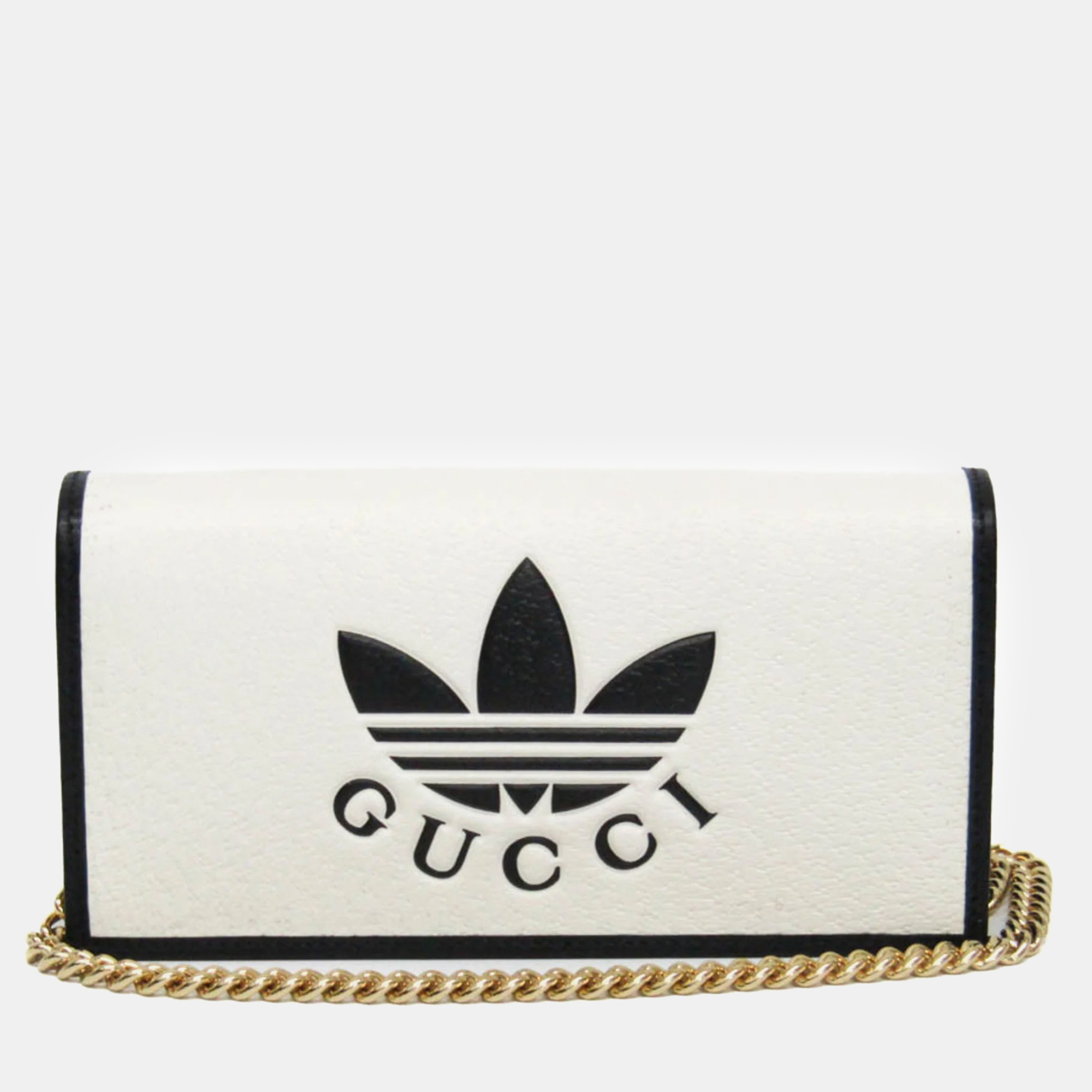 

Gucci Leather Chain/Shoulder Wallet Black Off-white, Cream