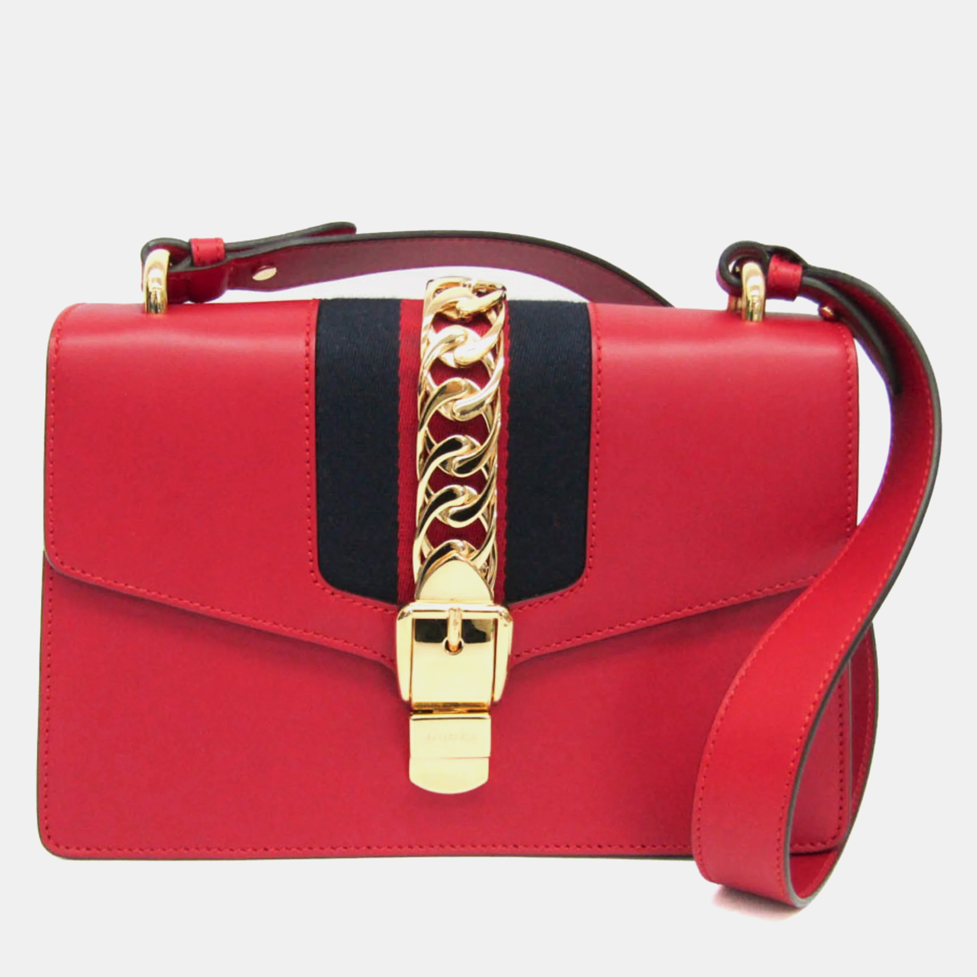 

Gucci Sylvie Leather Shoulder Bag Red Color