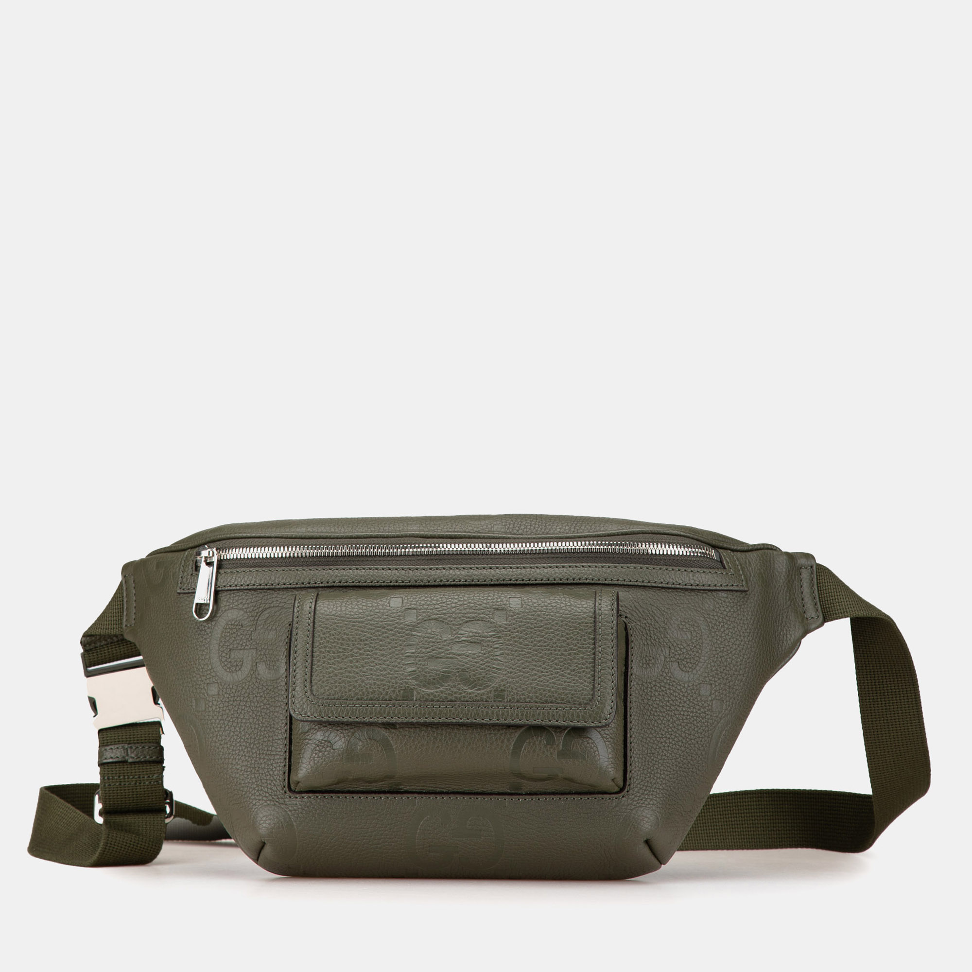 

Gucci Green Jumbo GG Embossed Pocket Belt Bag