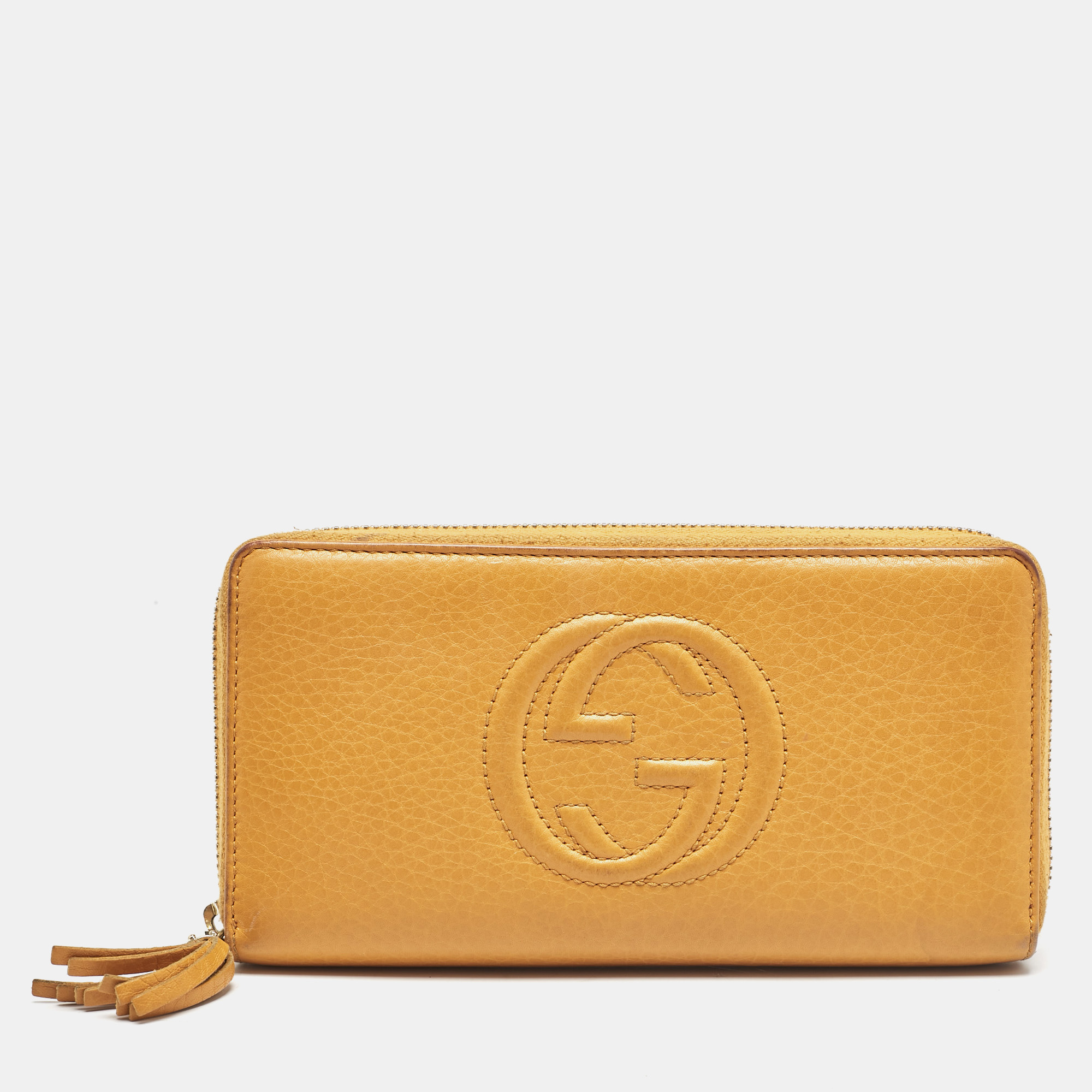 

Gucci Orange Leather Soho Zip Continental Wallet