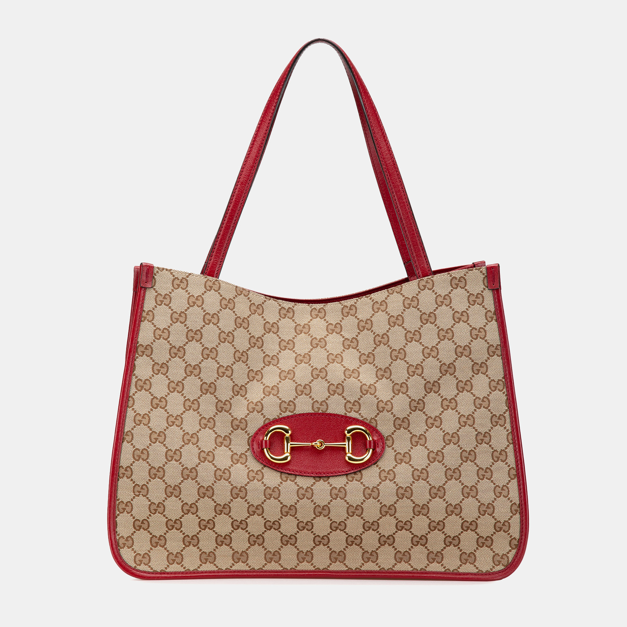 

Gucci Brown Red GG Canvas Horsebit 1955 Tote