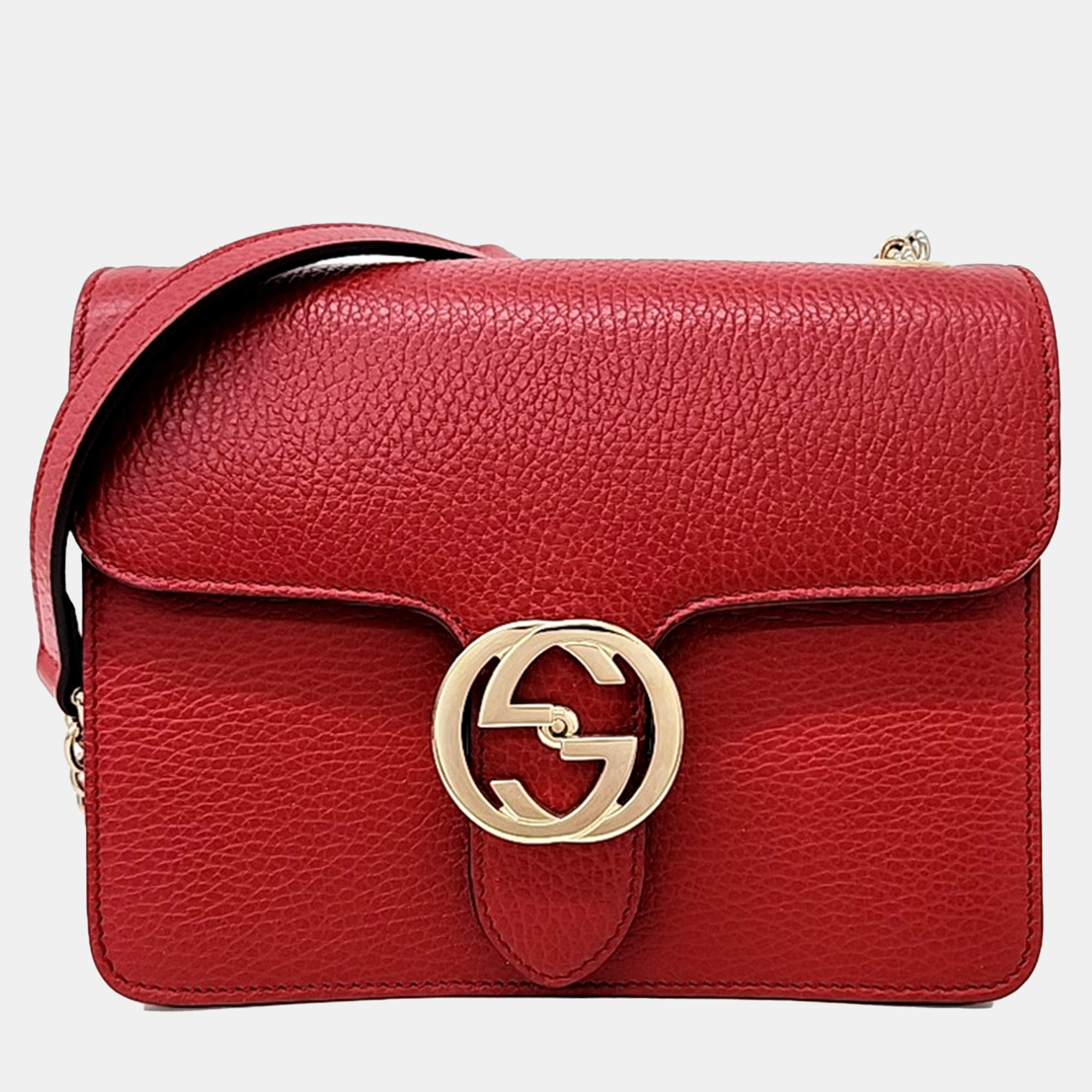 

Gucci Red Leather Interlocking GG crossbody Bag