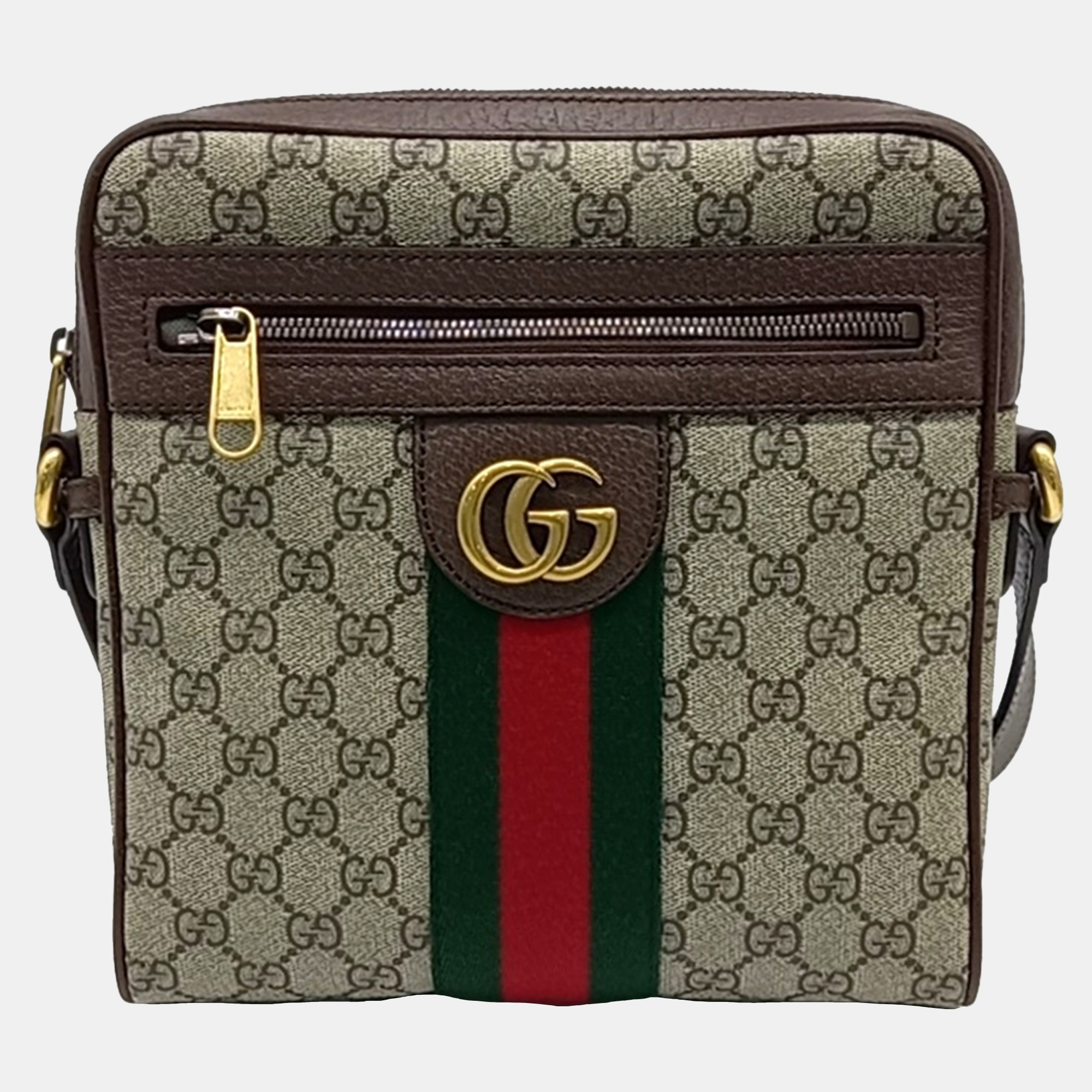 

Gucci Beige Brown PVC Ophidia GG Small Messenger Bag