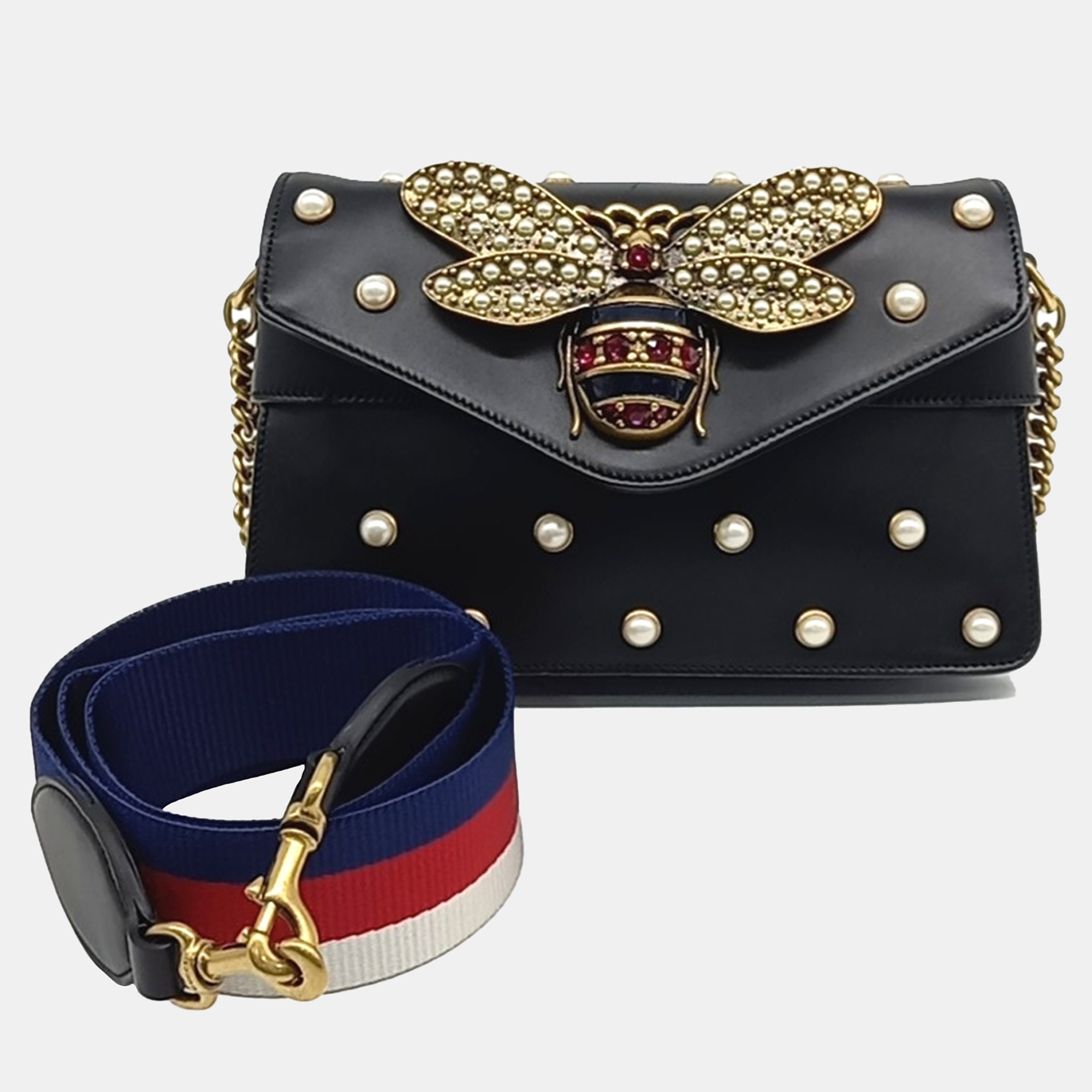 

Gucci Black Leather Broadway Metal B Shoulder Bag