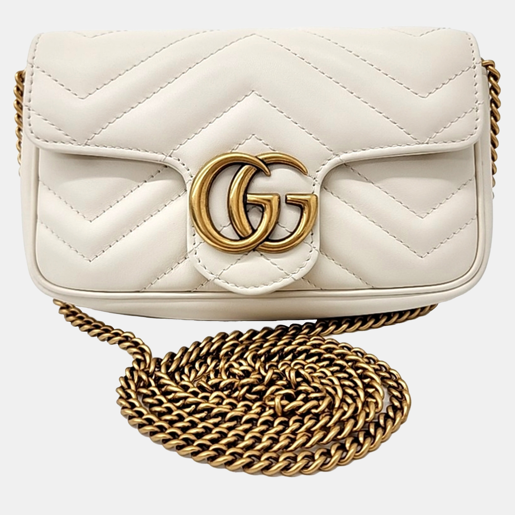 

Gucci Cream Leather Matrace Super Mini crossbody Bag