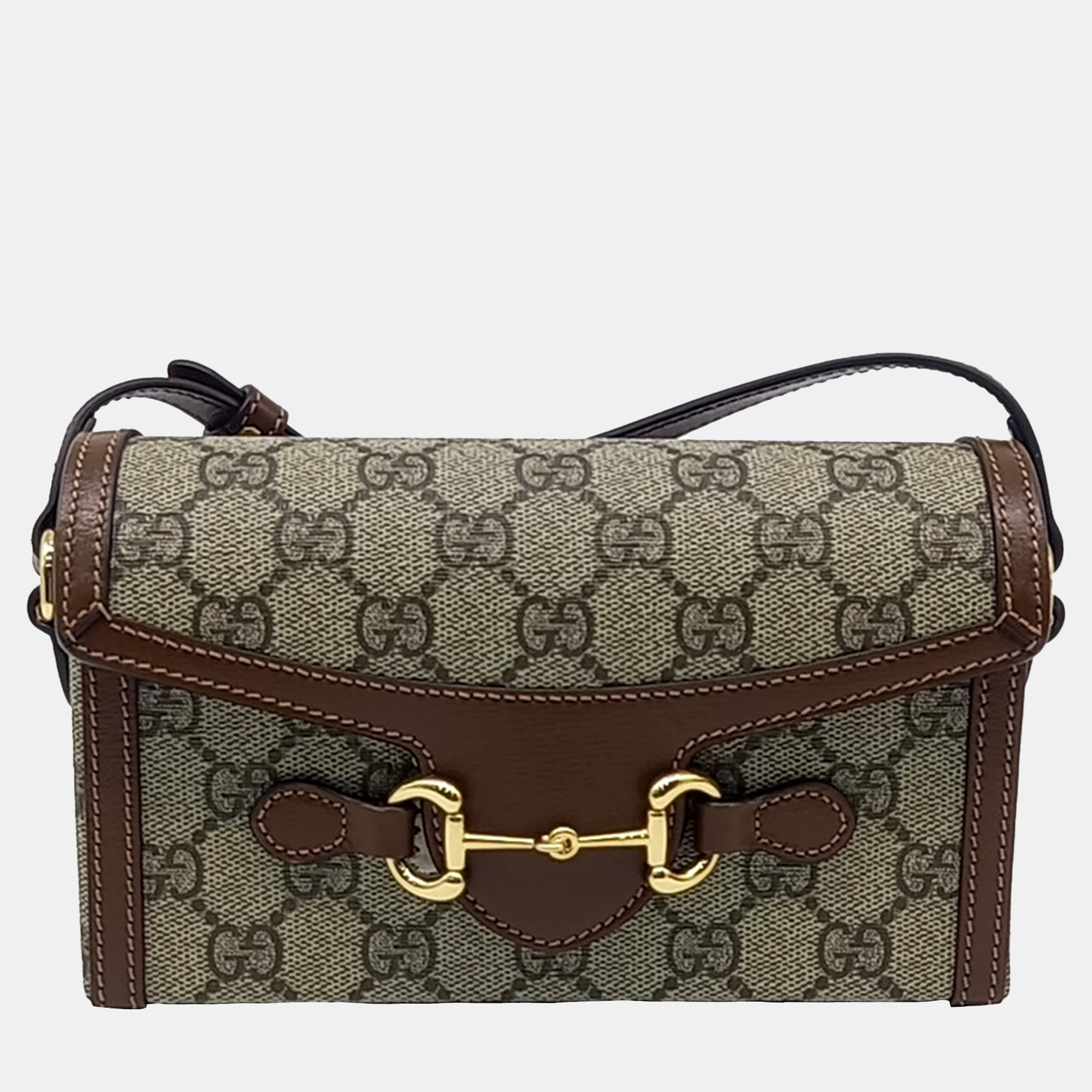 

Gucci Beige Brown PVC Horsebit 1955 Mini Bag