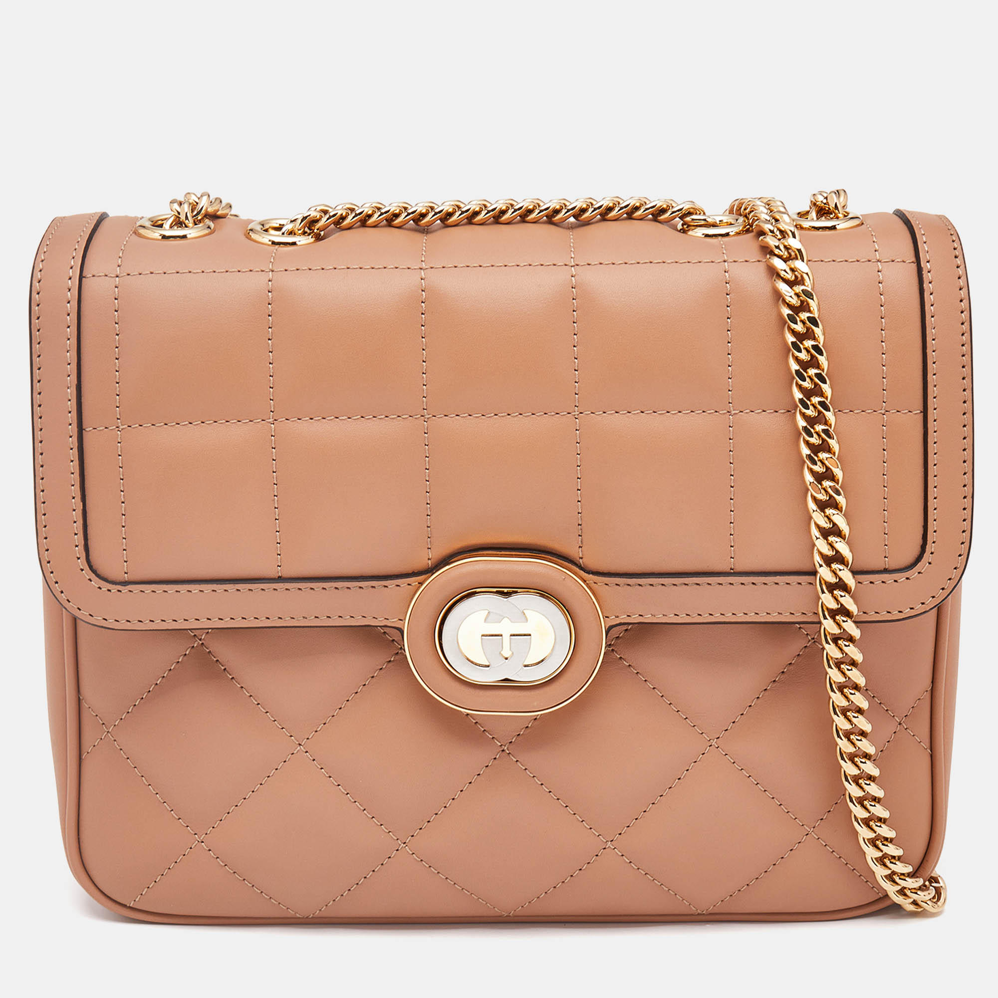 

Gucci Beige Quilted Leather Small Deco Shoulder Bag
