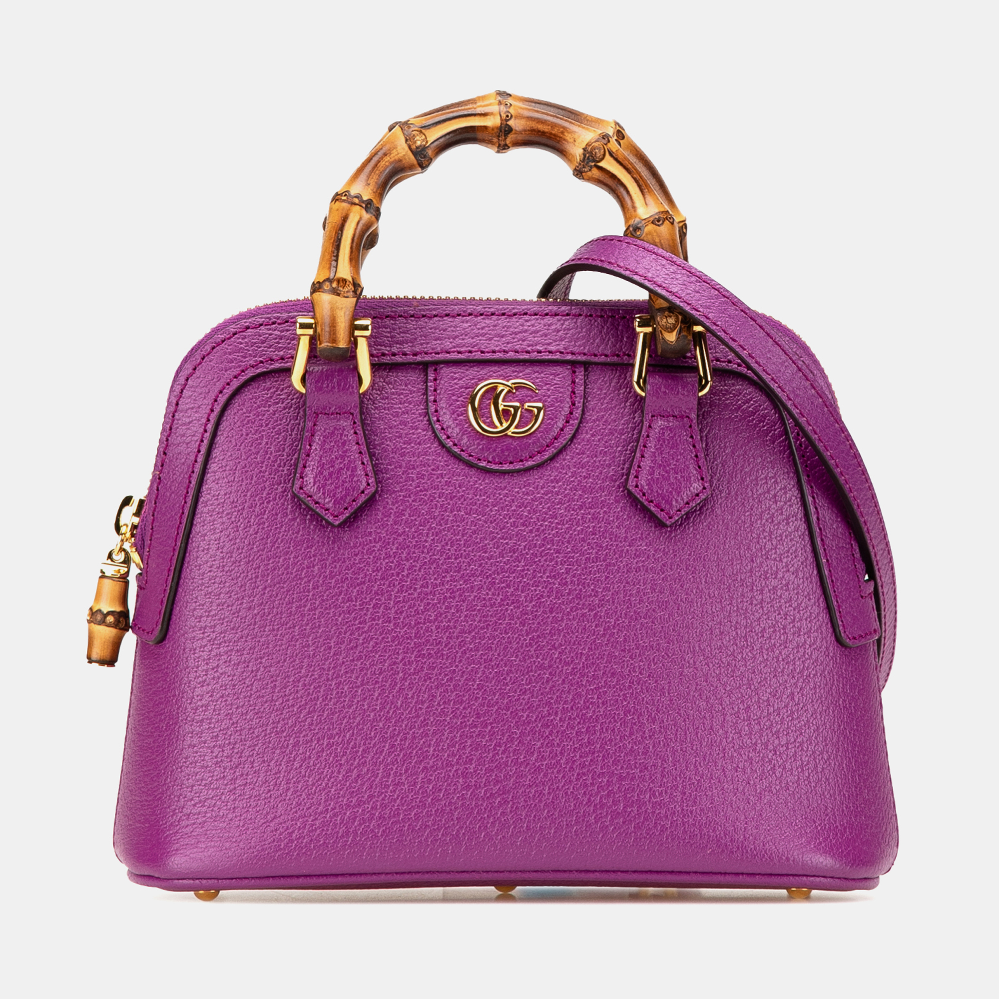 

Gucci Purple Mini Dollar Calfskin Bamboo Diana Dome Satchel