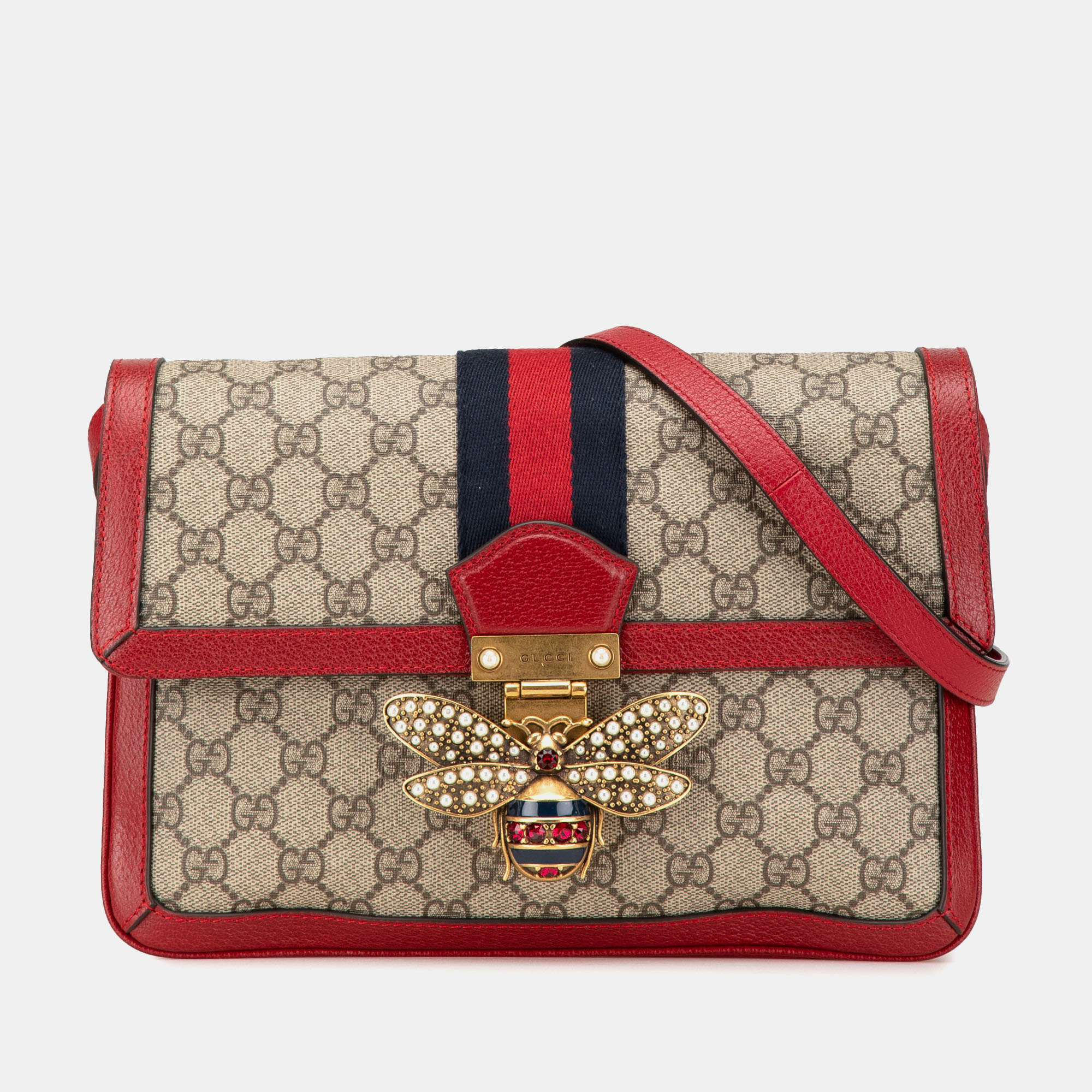 

Gucci Beige Red GG Supreme Queen Margaret Crossbody