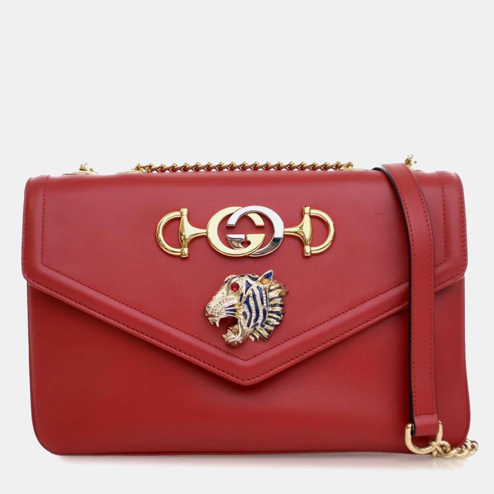 

Gucci Red Medium Leather Rajah Crossbody