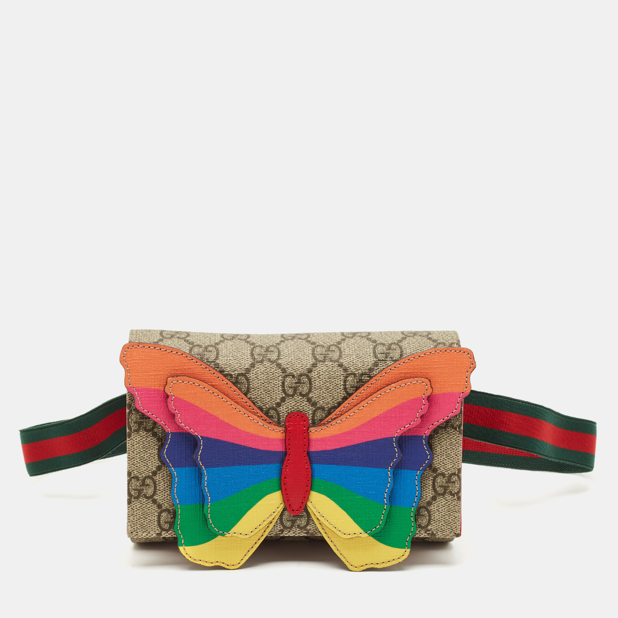 

Gucci Beige GG Supreme Canvas Butterfly Waist Belt Bag