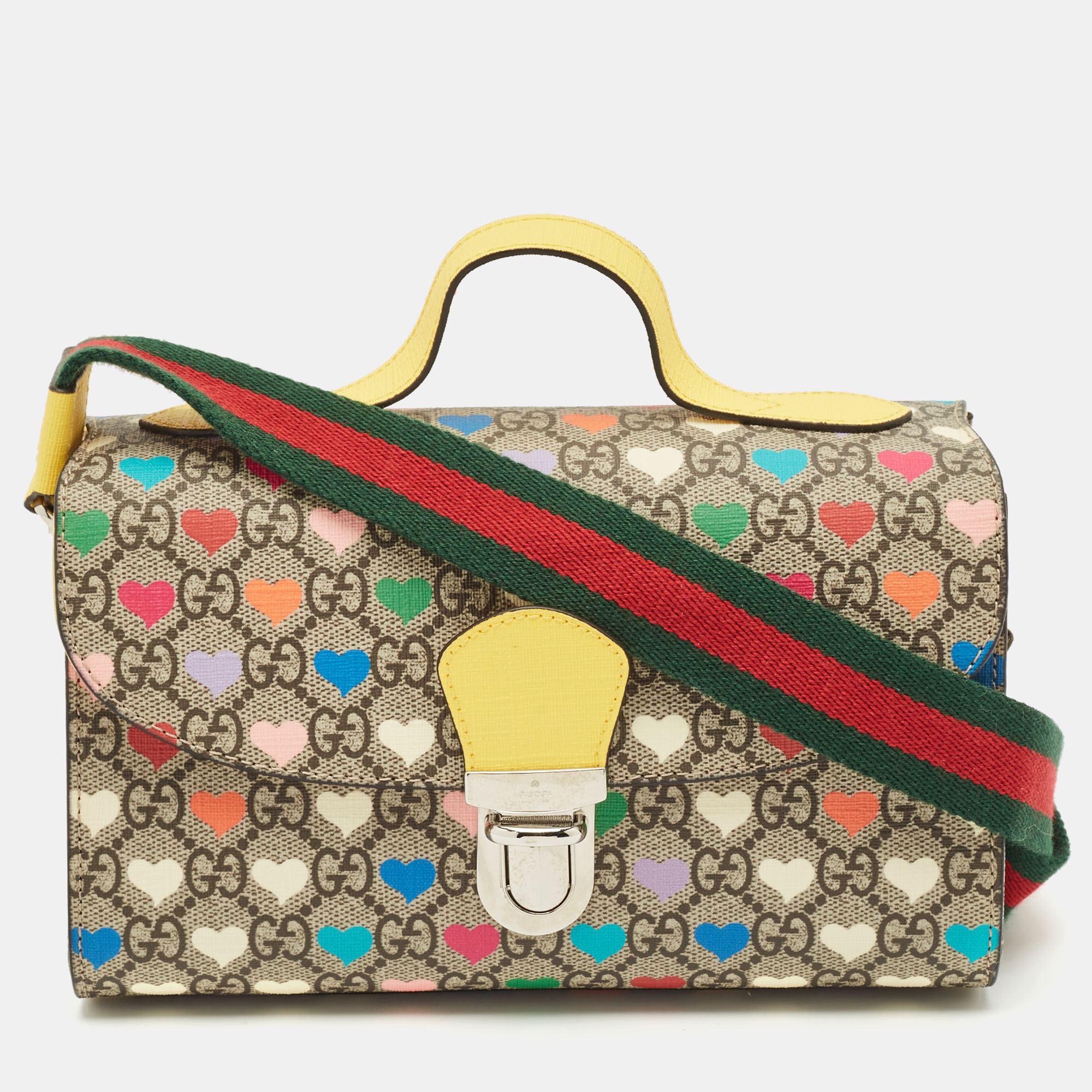 

Gucci Multicolor GG Hearts Supreme Canvas and Leather Messenger Bag