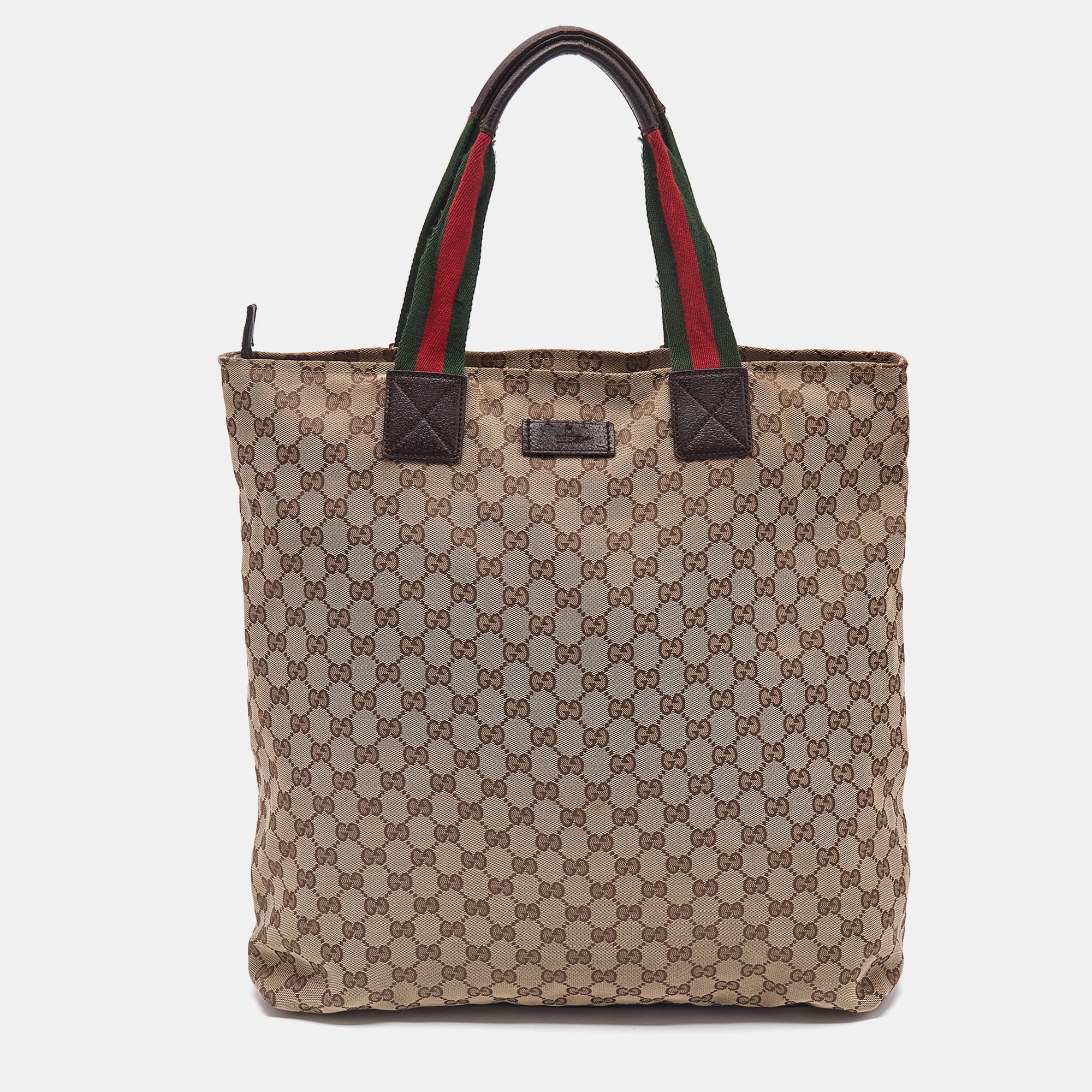 

Gucci Beige GG Canvas Web Shopper Tote