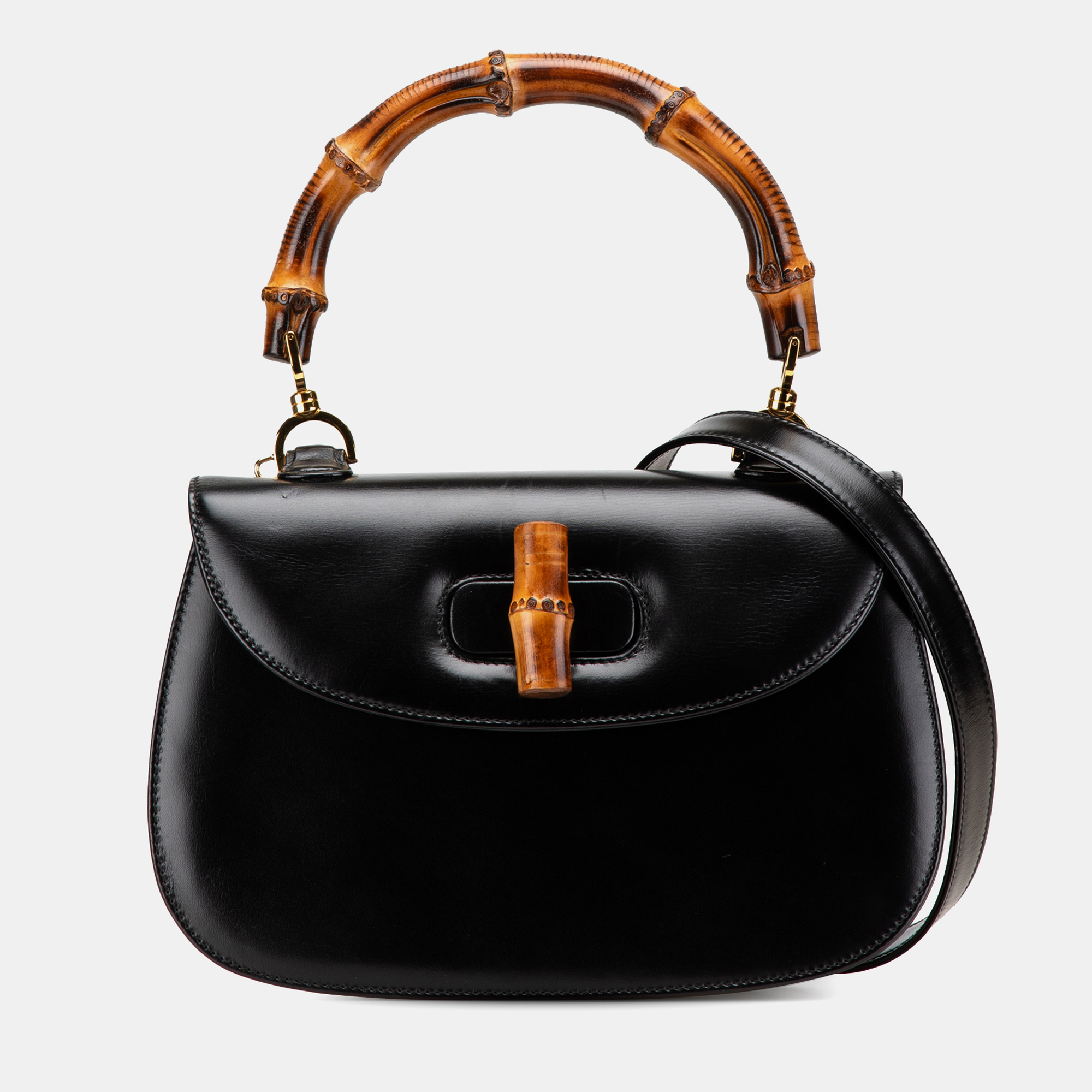 

Gucci Black Calfskin Bamboo Night Bag