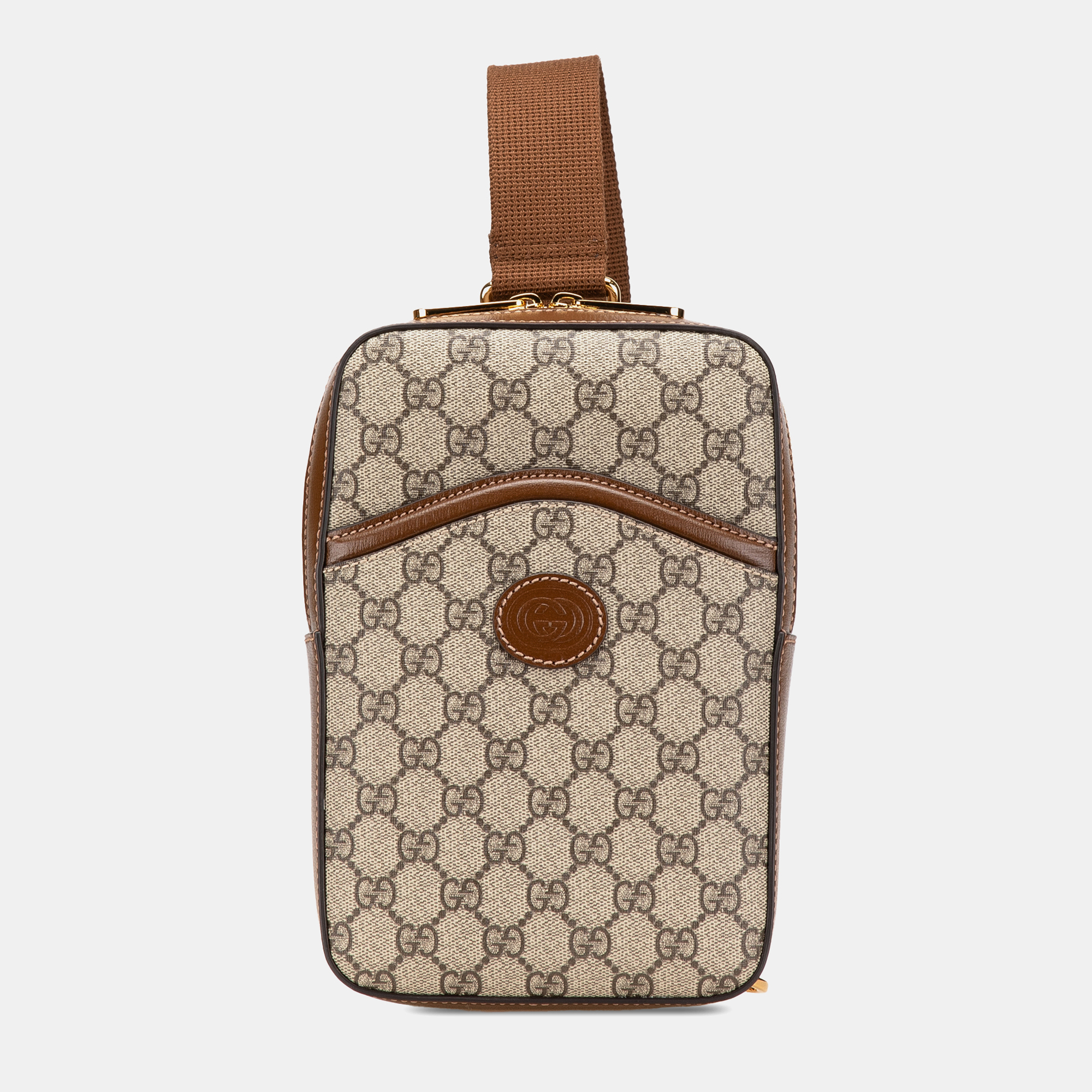 

Gucci Brown GG Supreme Interlocking G Sling Bag