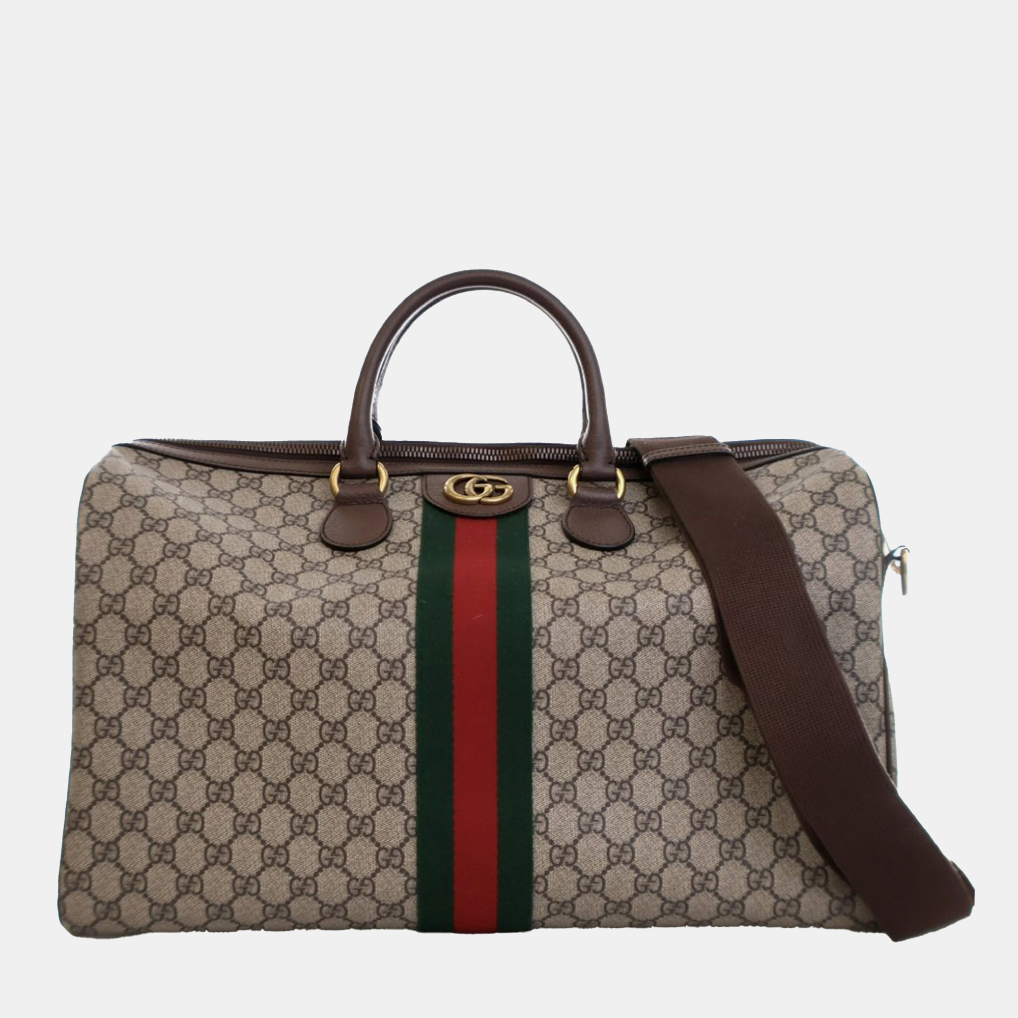 

Gucci Brown Medium GG Supreme Ophidia Carry-on Duffle Bag