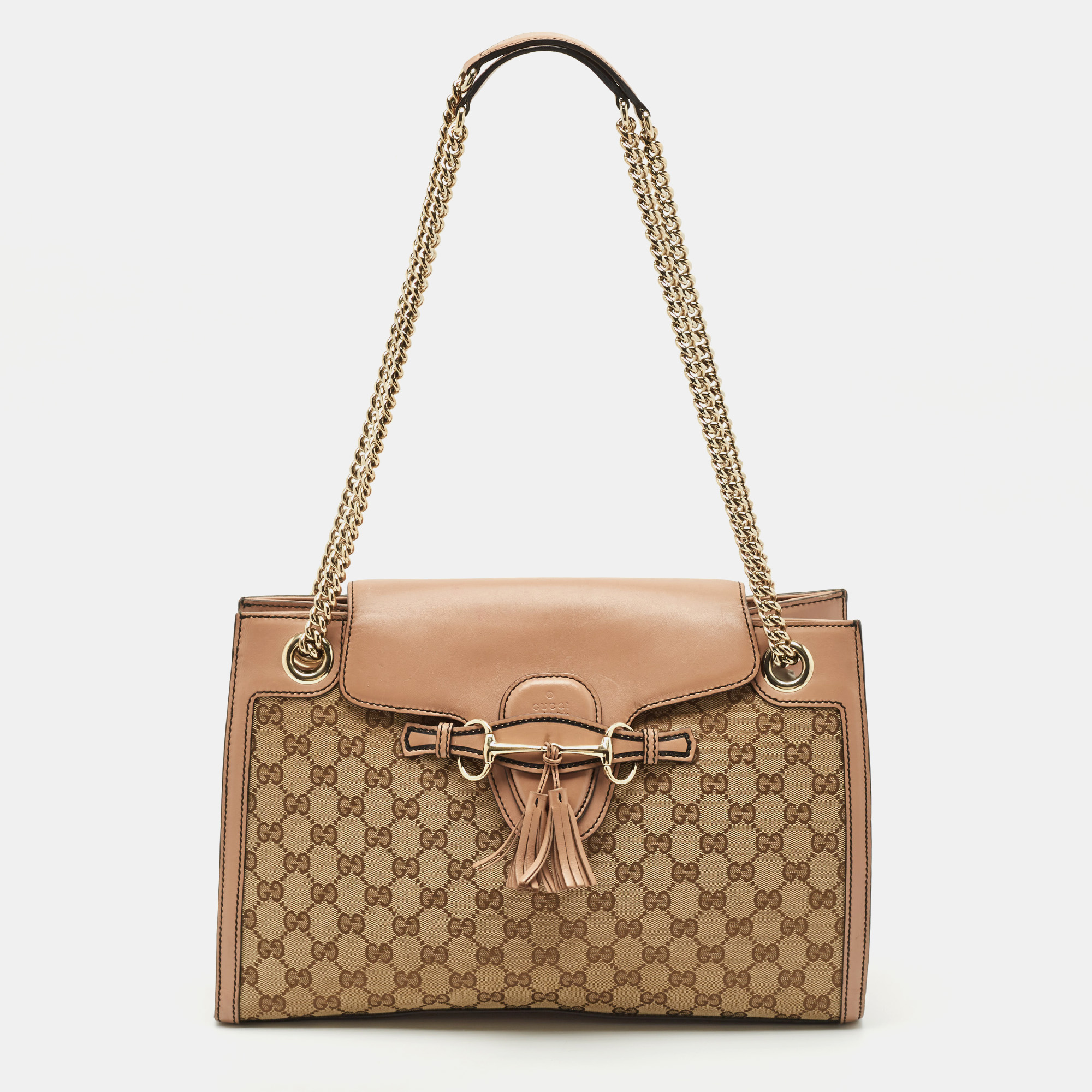 

Gucci Dusty Pink/Beige GG Canvas and Leather Large Emily Shoulder Bag
