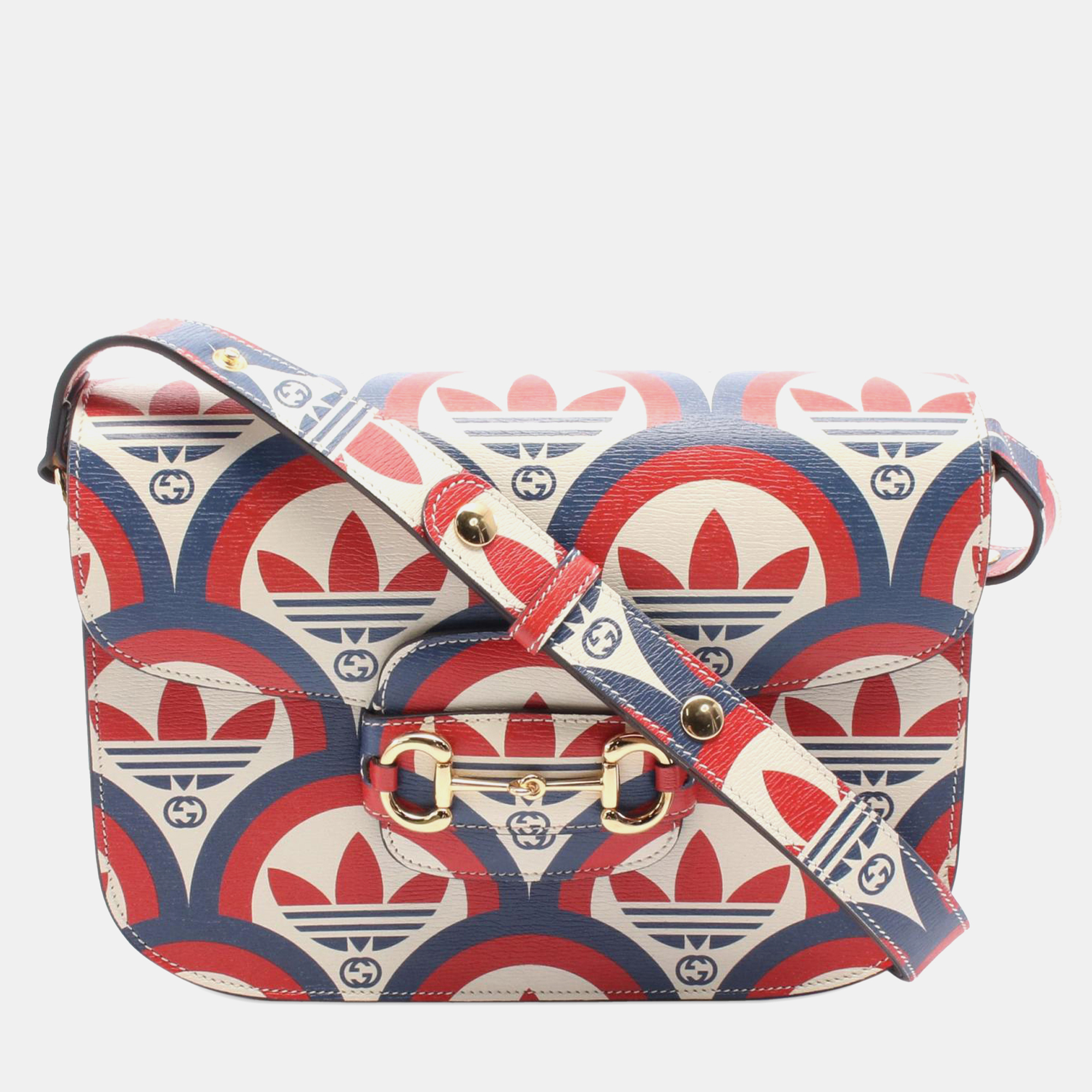 

Gucci Red White Adidas Horsebit 1955 Leather Shoulder Bag