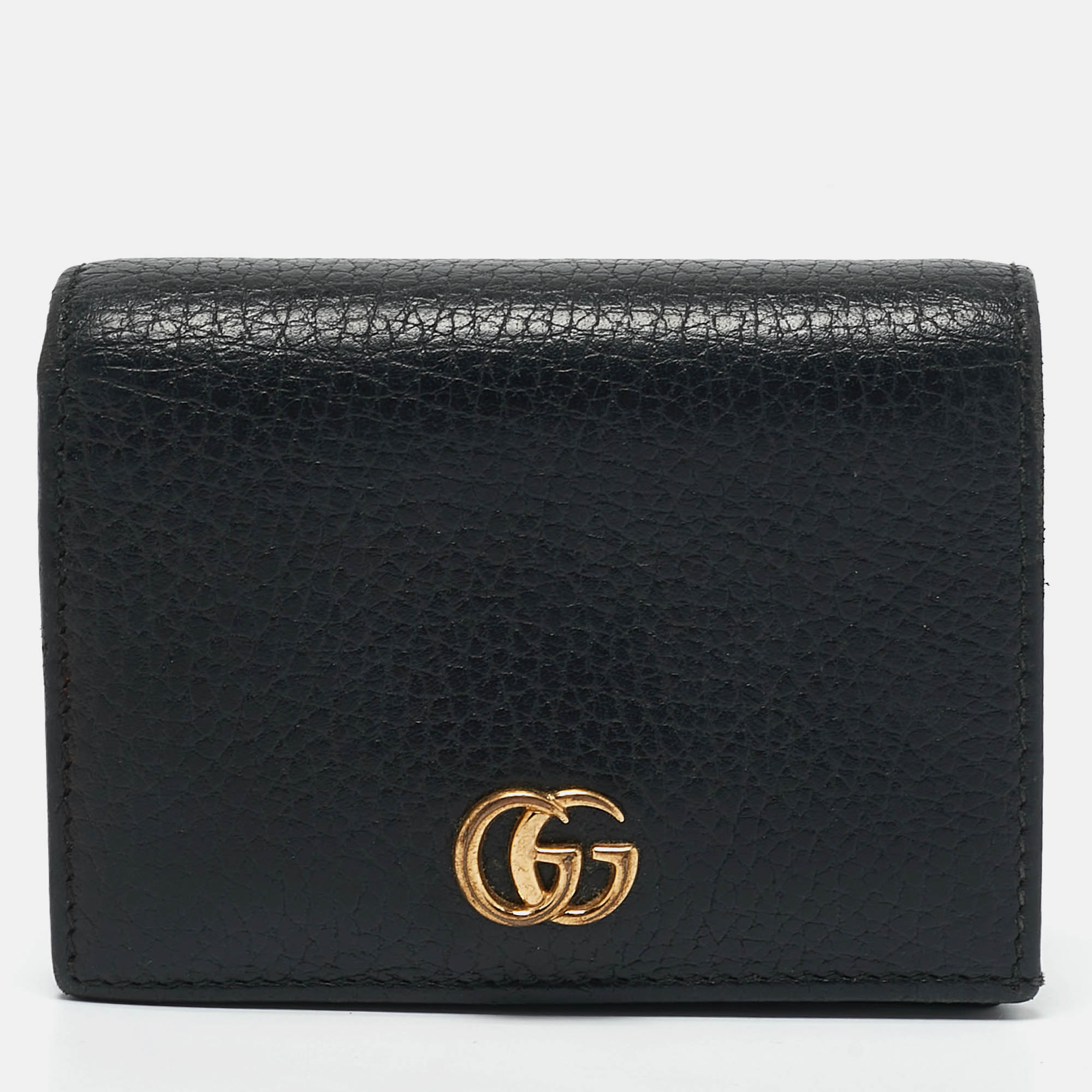 

Gucci Black Leather GG Marmont Flap Card Case