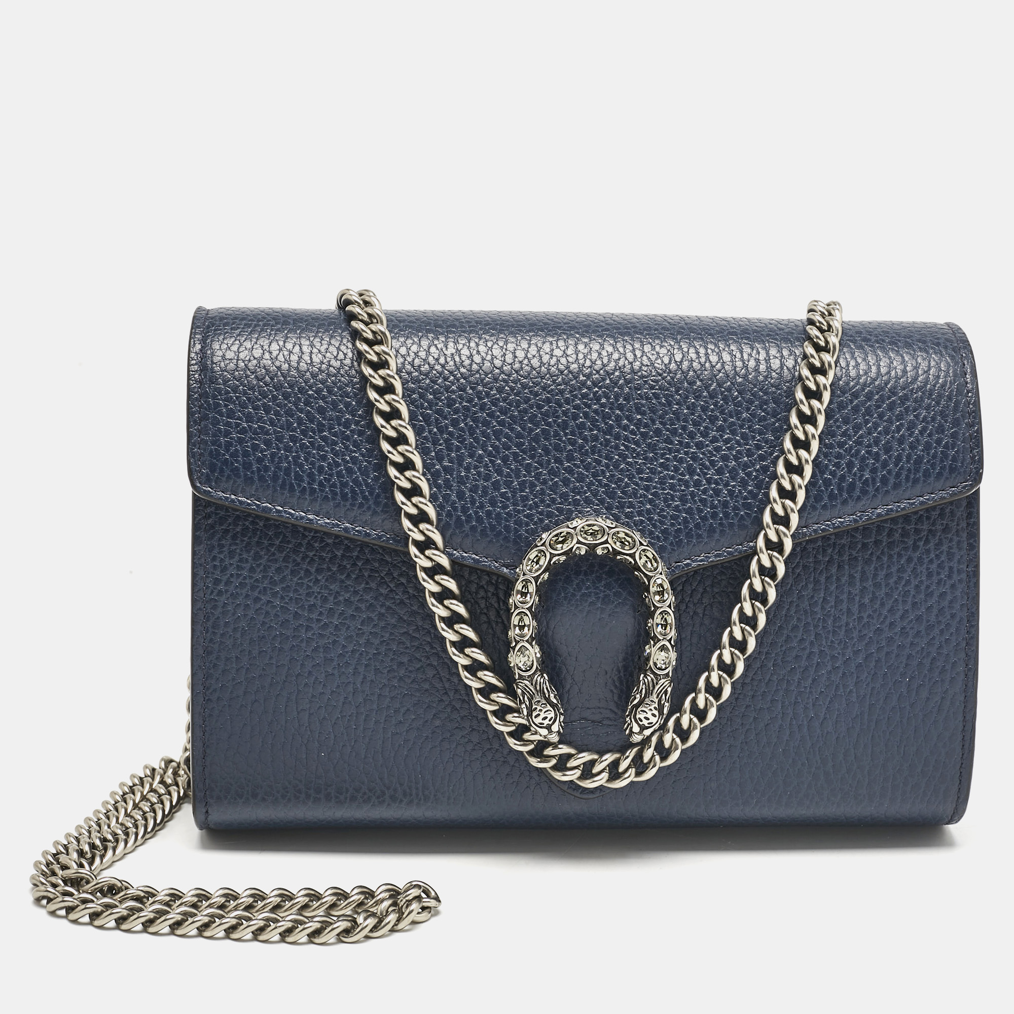 

Gucci Navy Blue Leather Mini Dionysus Wallet On Chain