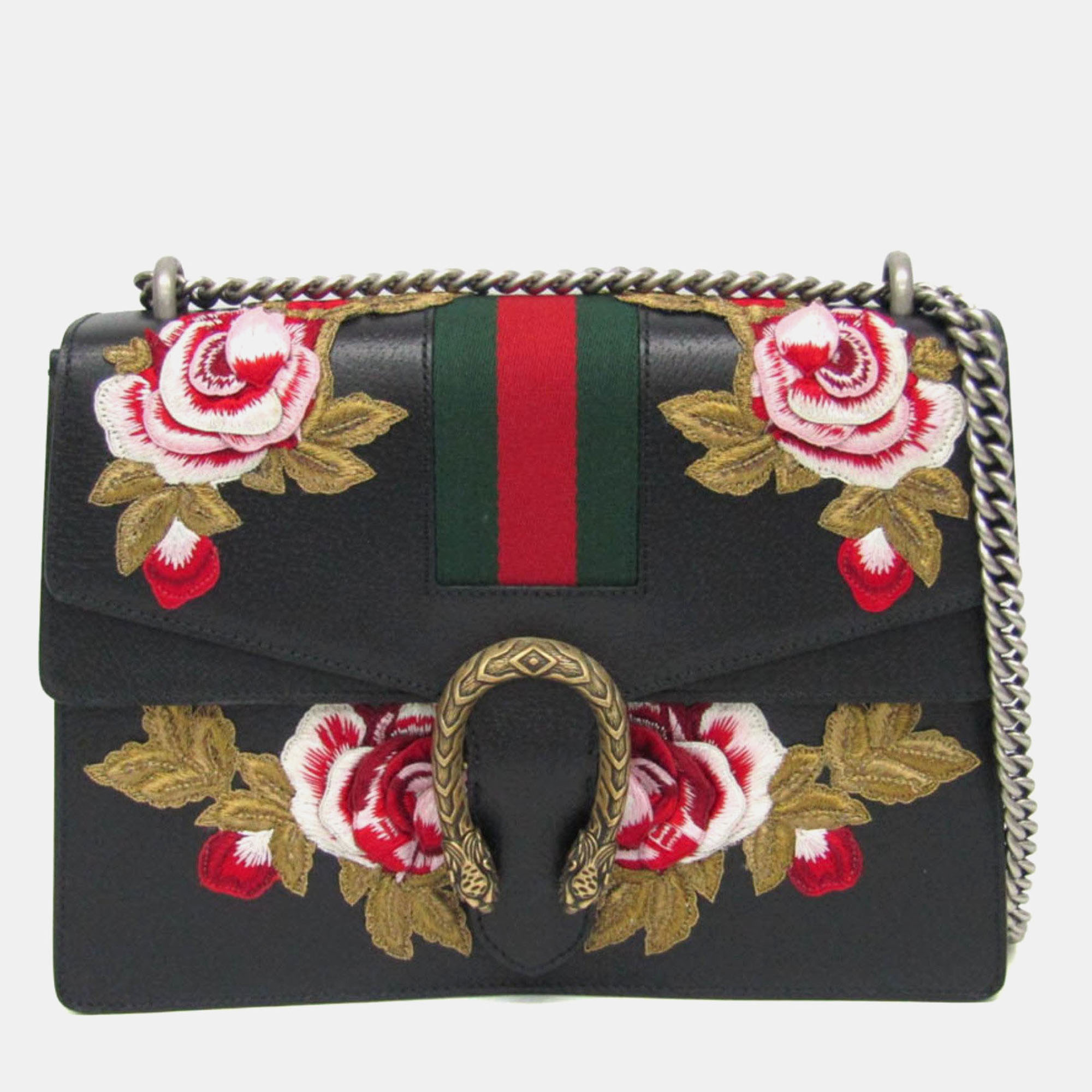 

Gucci Black Leather Dionysus Flower Shoulder Bag
