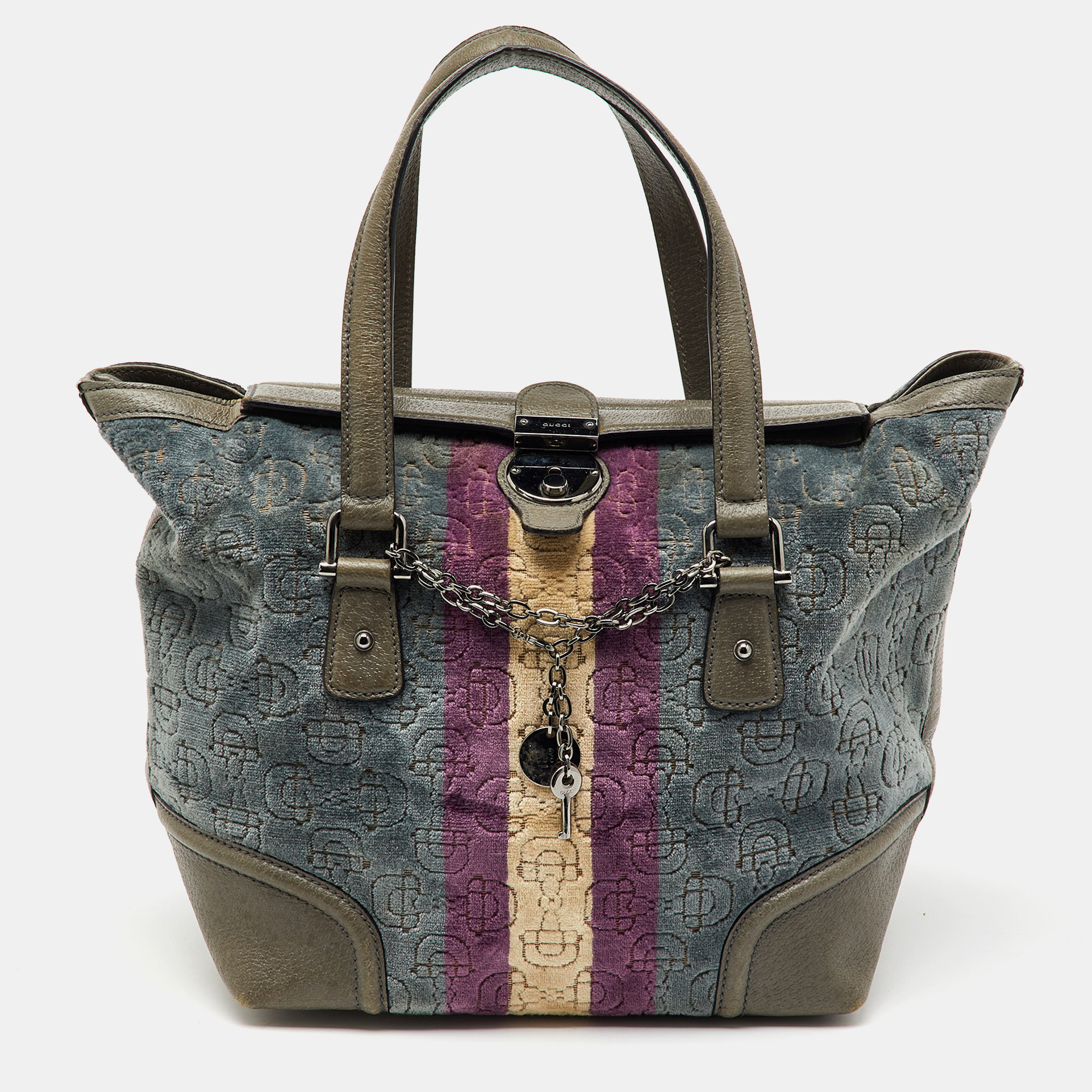 

Gucci Multicolor Velvet and Leather Horsebit Treasure Small Boston Bag