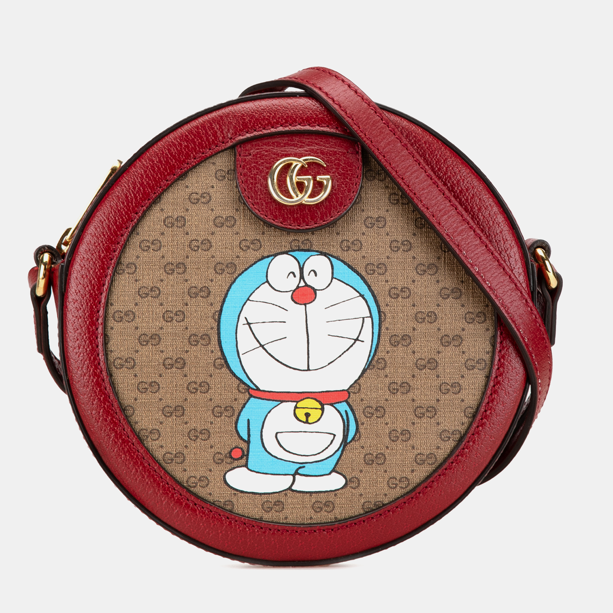 

Gucci Brown Micro GG Supreme Doraemon Round Crossbody