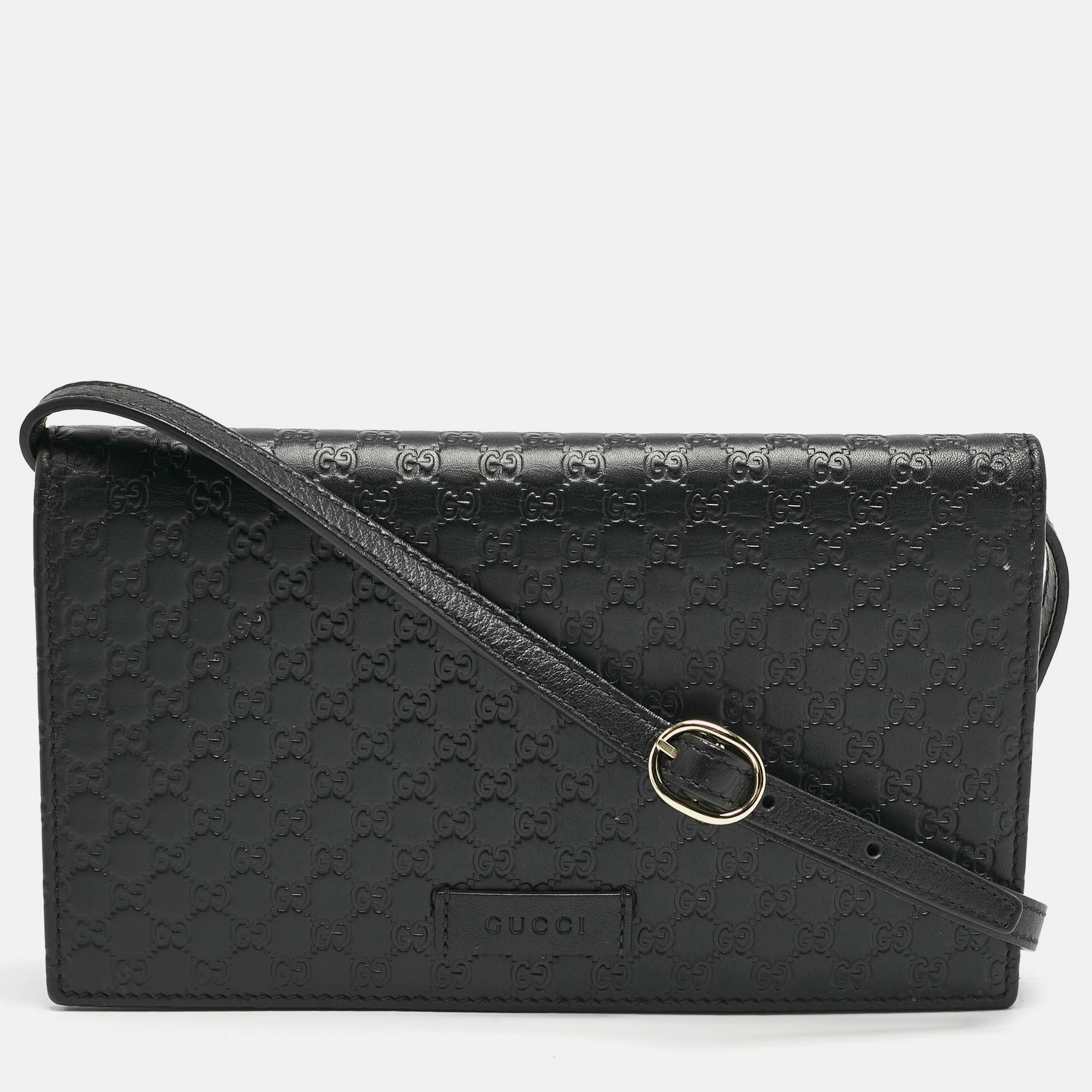 

Gucci Black Microguccissima Leather Flap Crossbody Bag