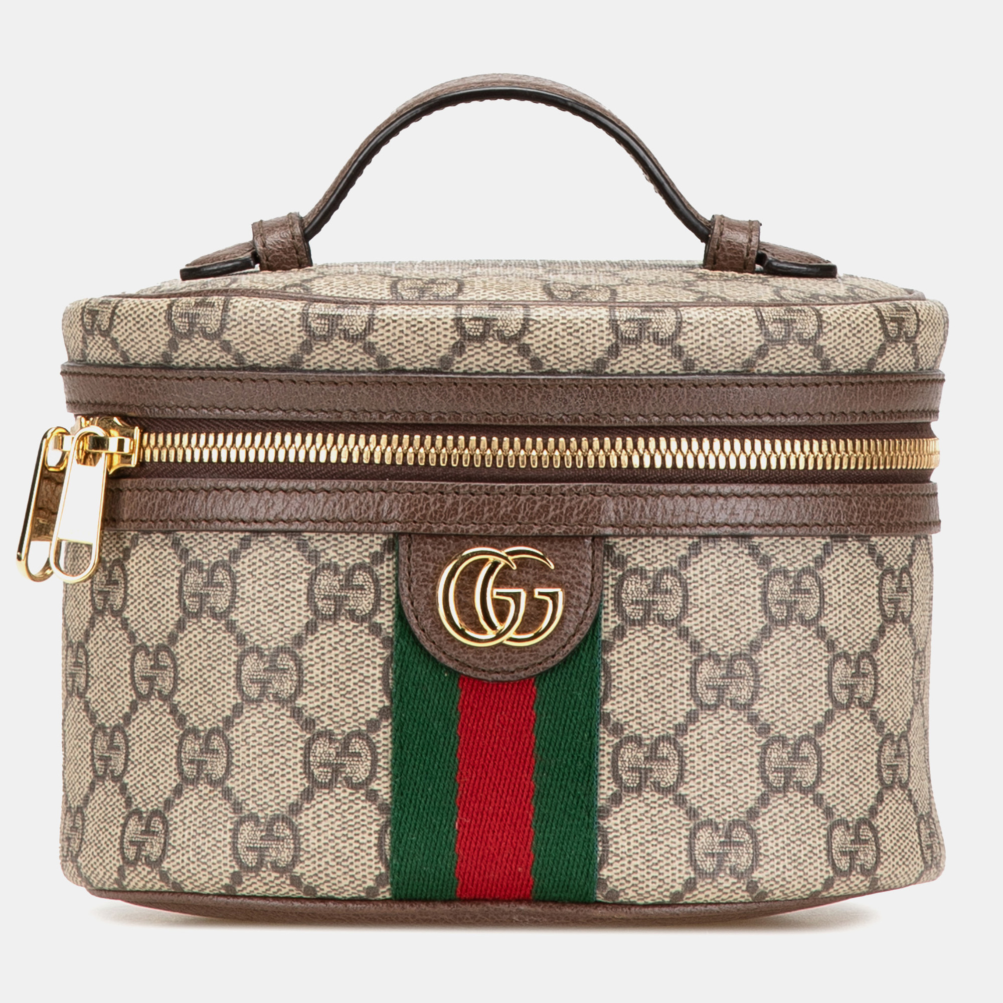

Gucci Beige Brown GG Supreme Web Ophidia Vanity Bag