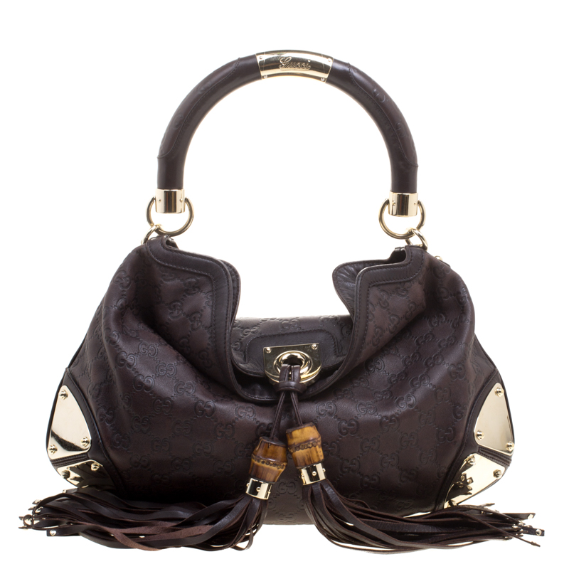 Gucci Dark Brown Guccissima Leather Medium Indy Top Handle Bag Gucci Dark Brown Guccissima Leather Medium Indy Top Handle Bag