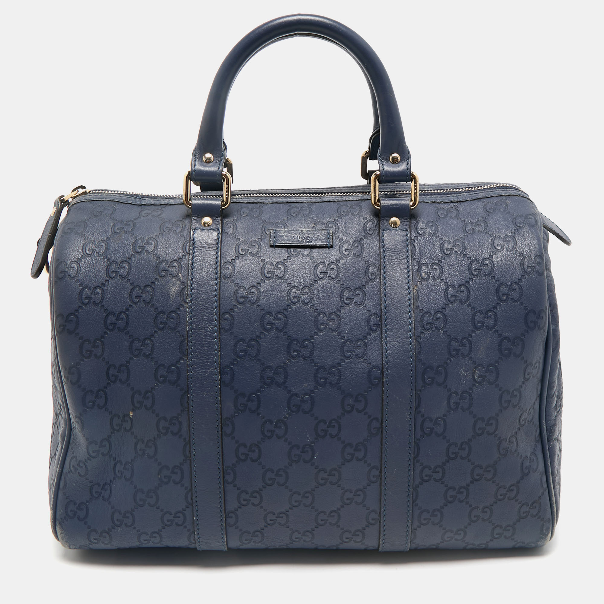 

Gucci Navy Blue Guccissima Leather Medium Joy Boston Bag