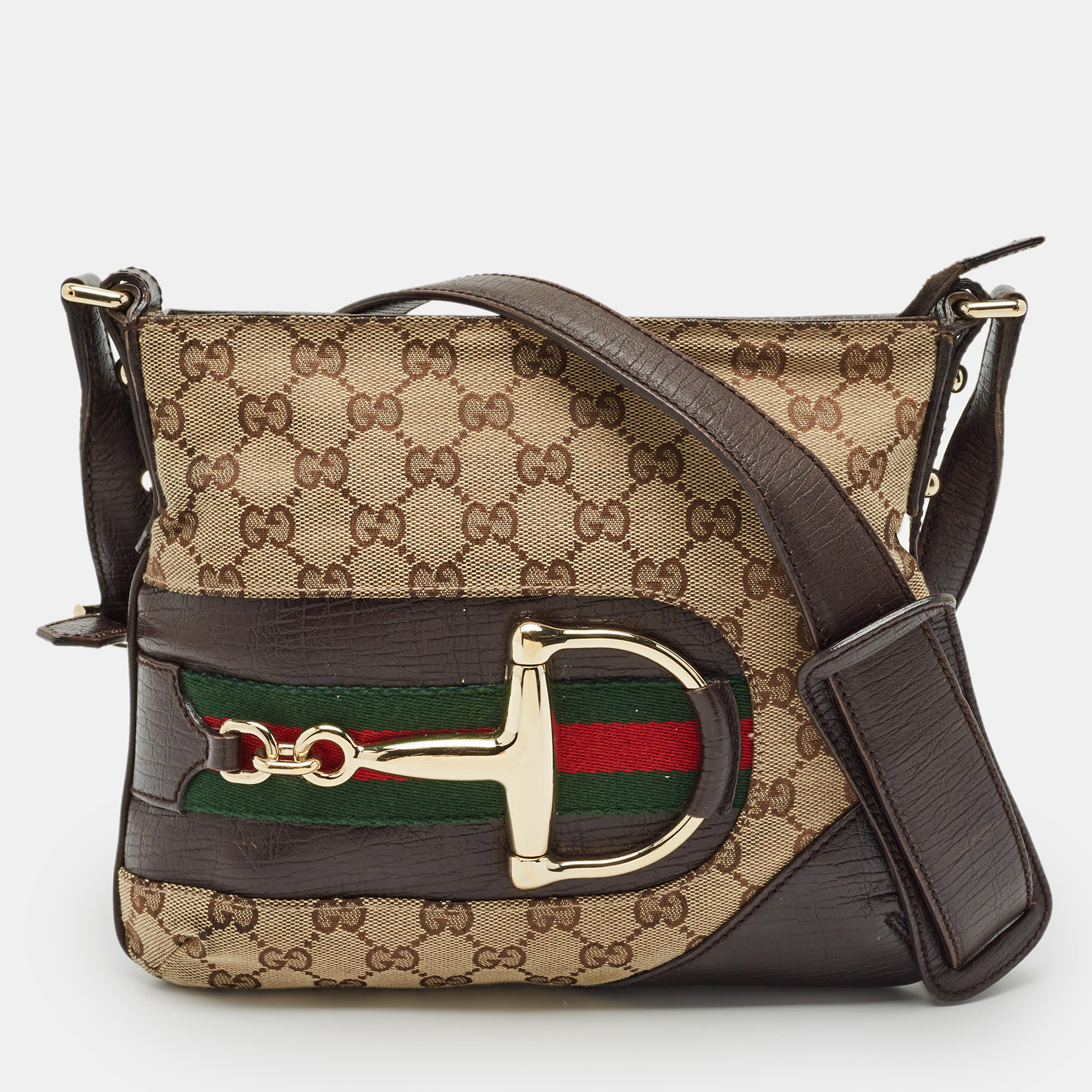 

Gucci Brown/Beige GG Canvas and Leather Hasler Messenger Bag