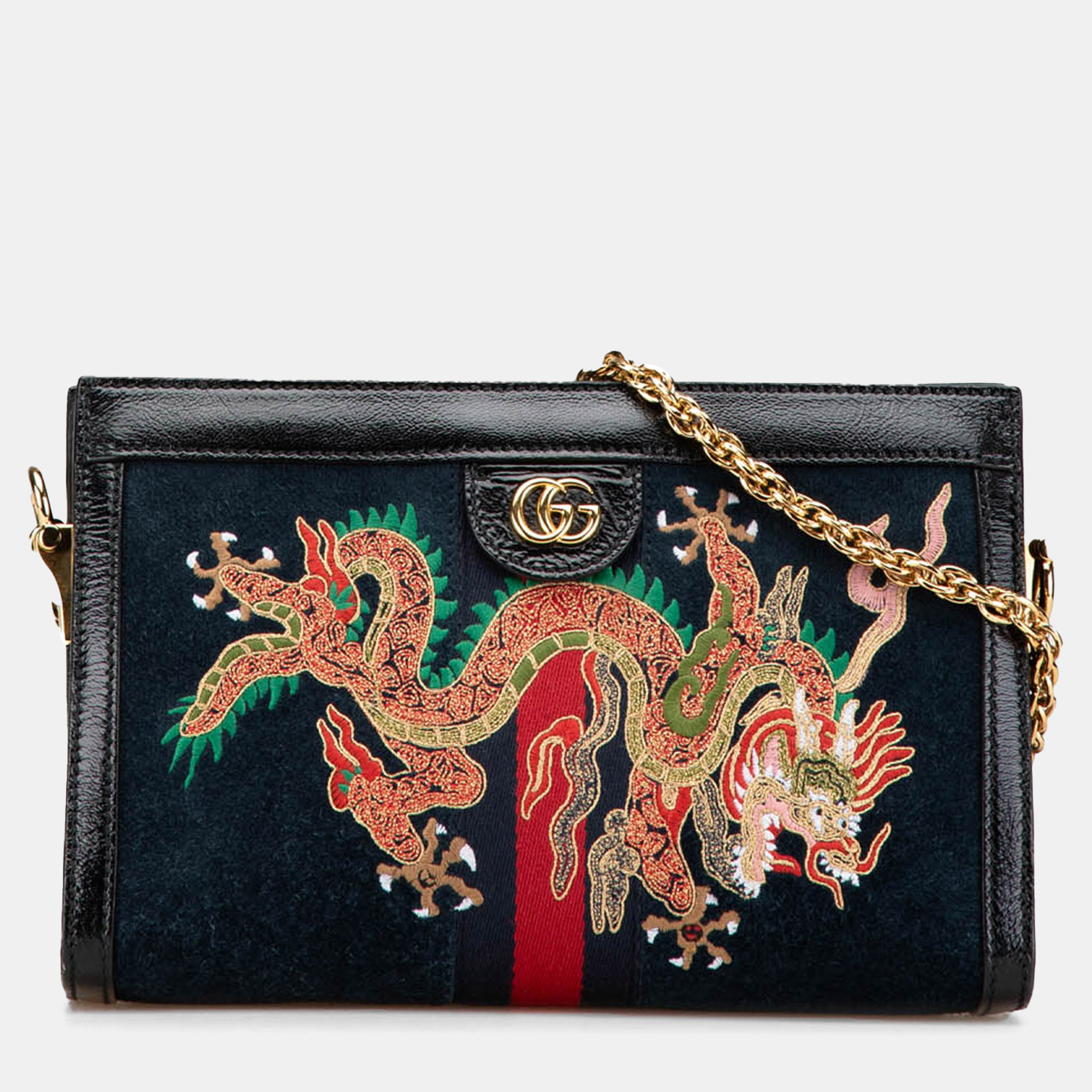 

Gucci Blue Small Suede Dragon Ophidia Shoulder Bag