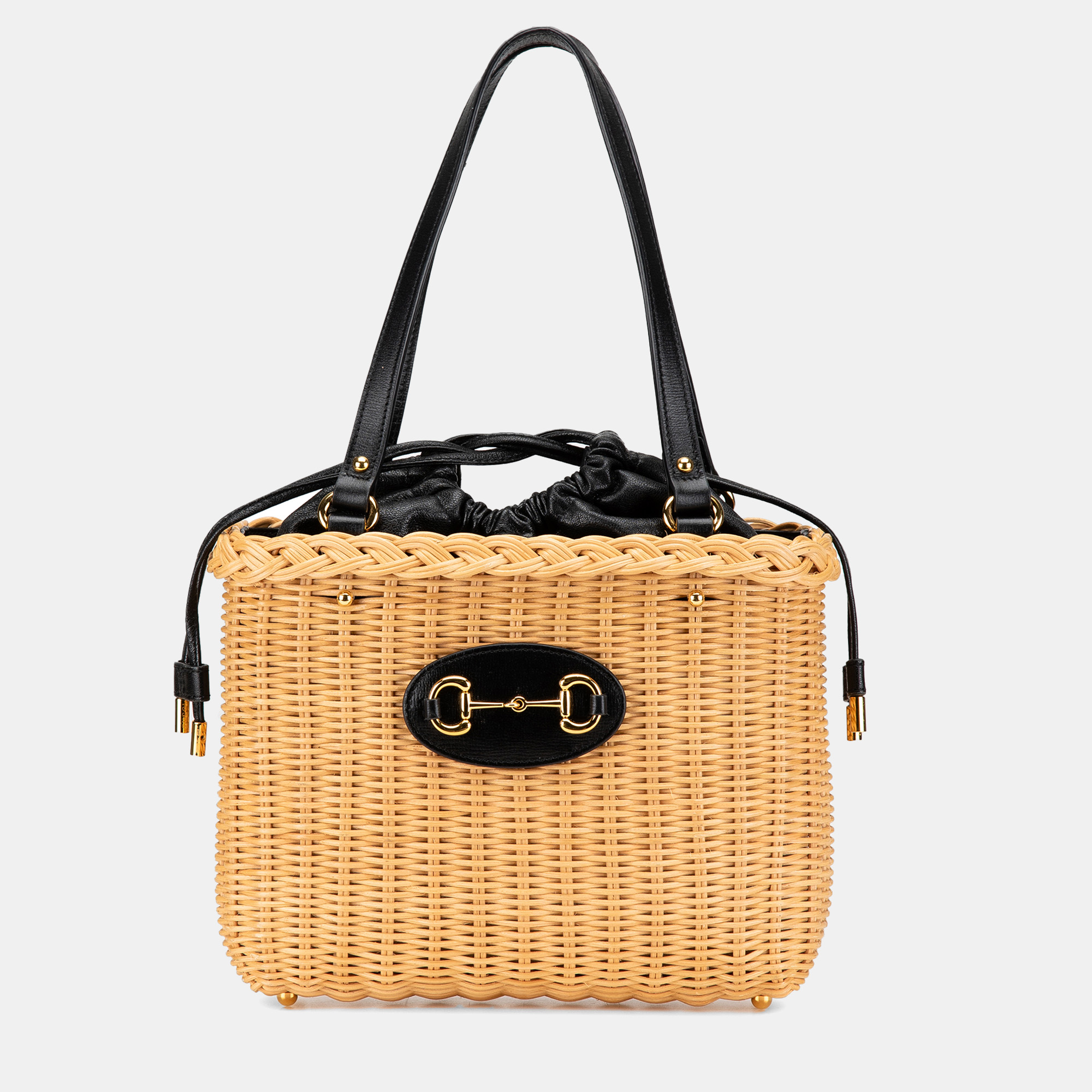 

Gucci Brown Wicker and Leather 1955 Horsebit Basket Bag