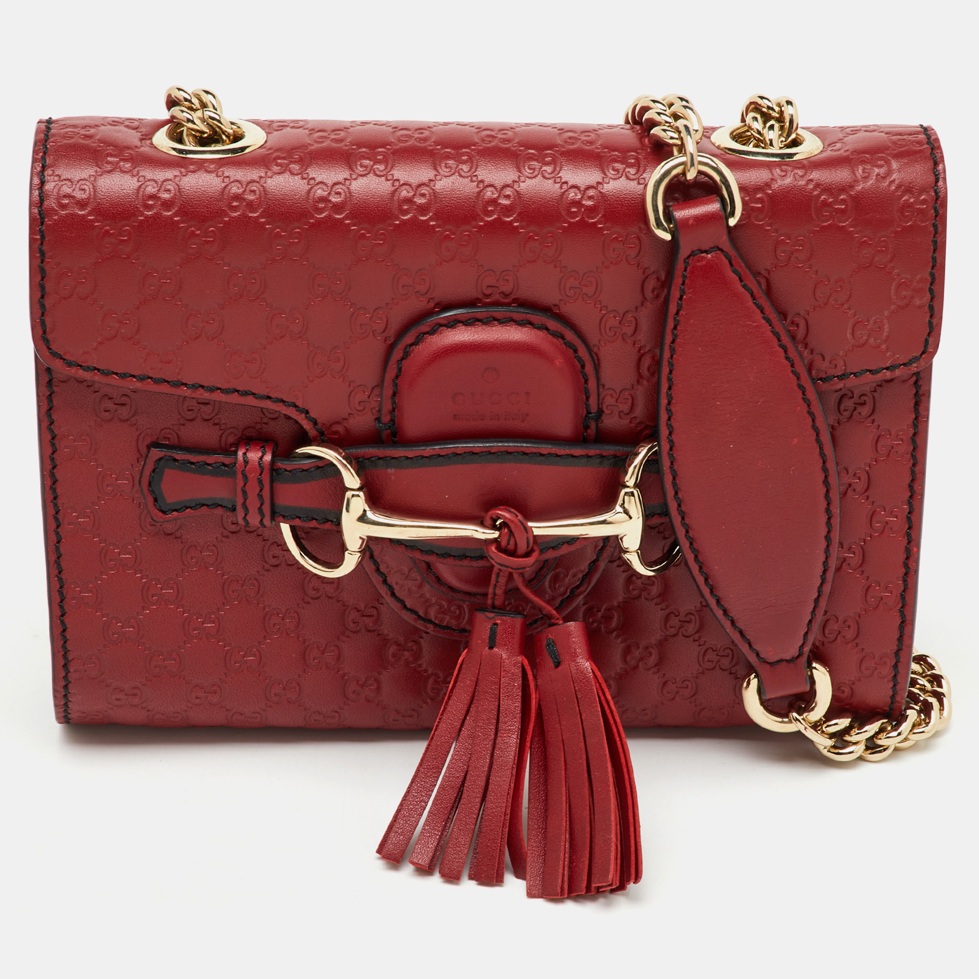 

Gucci Red Microguccissima Leather Mini Emily Chain Crossbody Bag