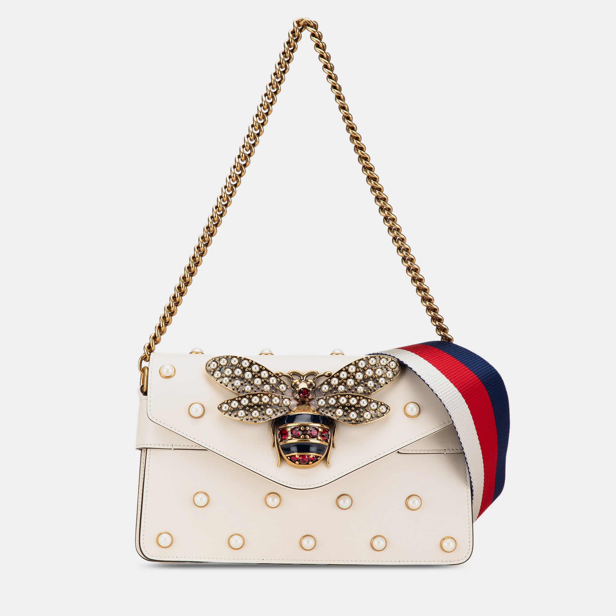 

Gucci White Leather Queen Margaret Broadway Mini Satchel