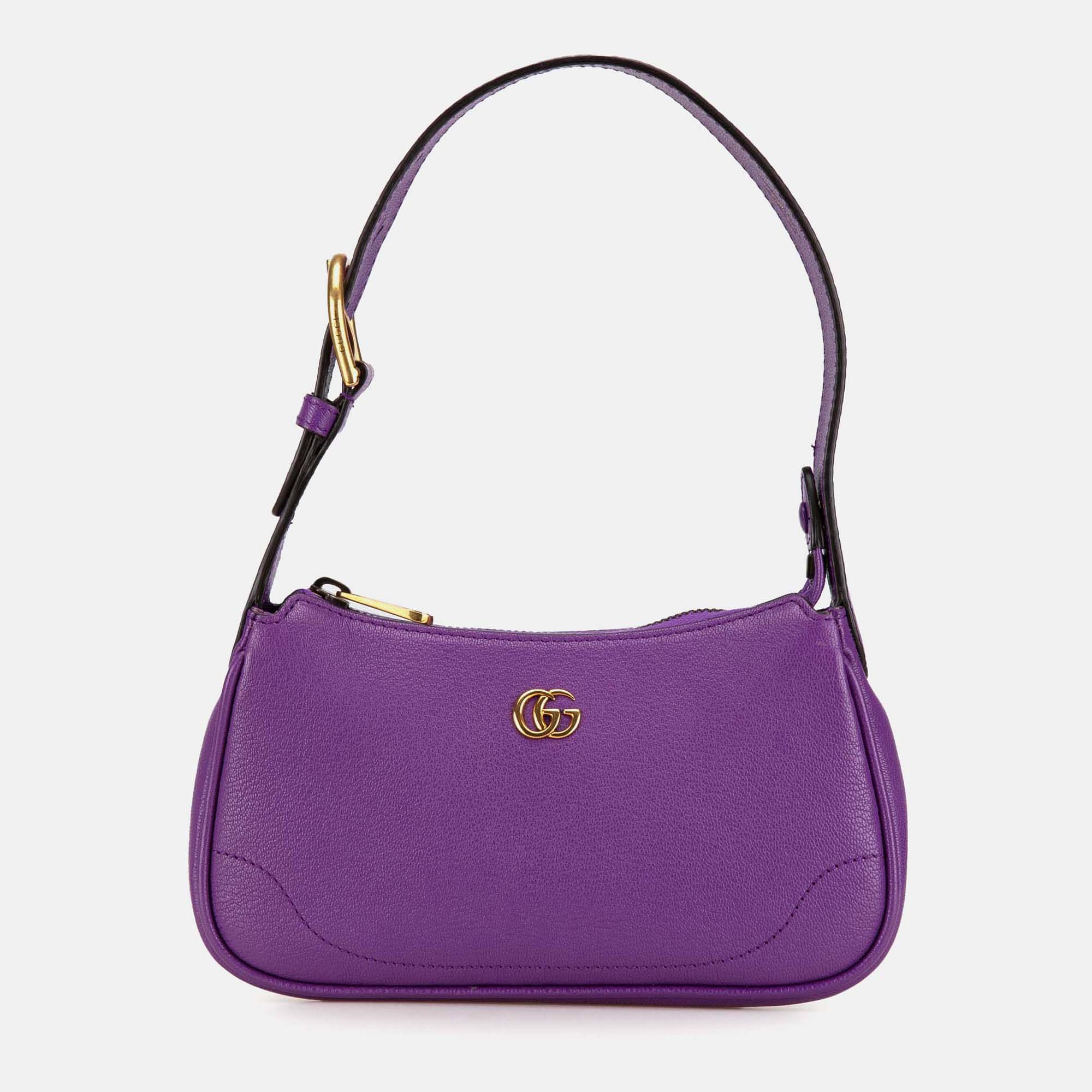 

Gucci Purple Mini Leather Aphrodite Shoulder Bag