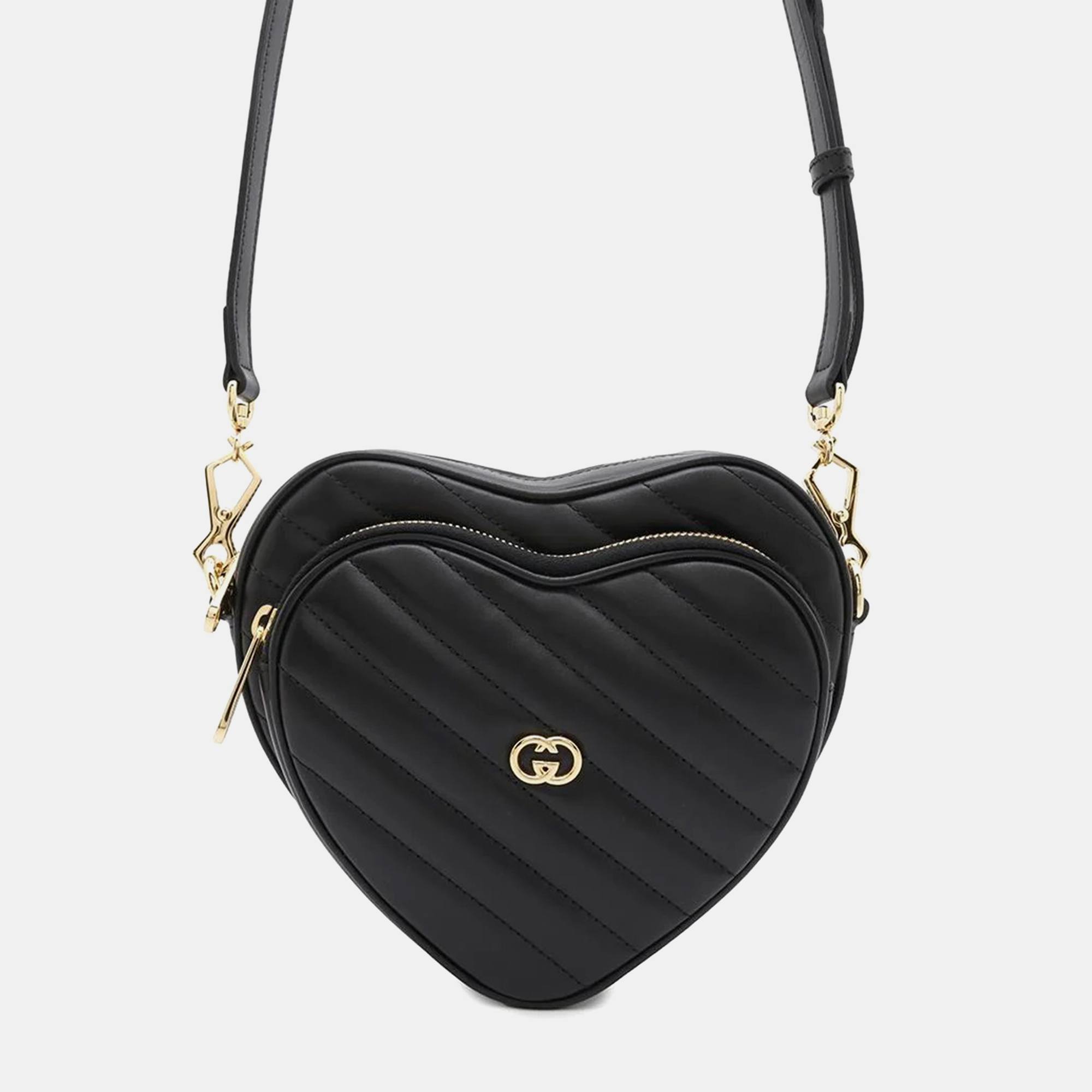 

Gucci Interlocking G Heart Shoulder Bag Black Leather