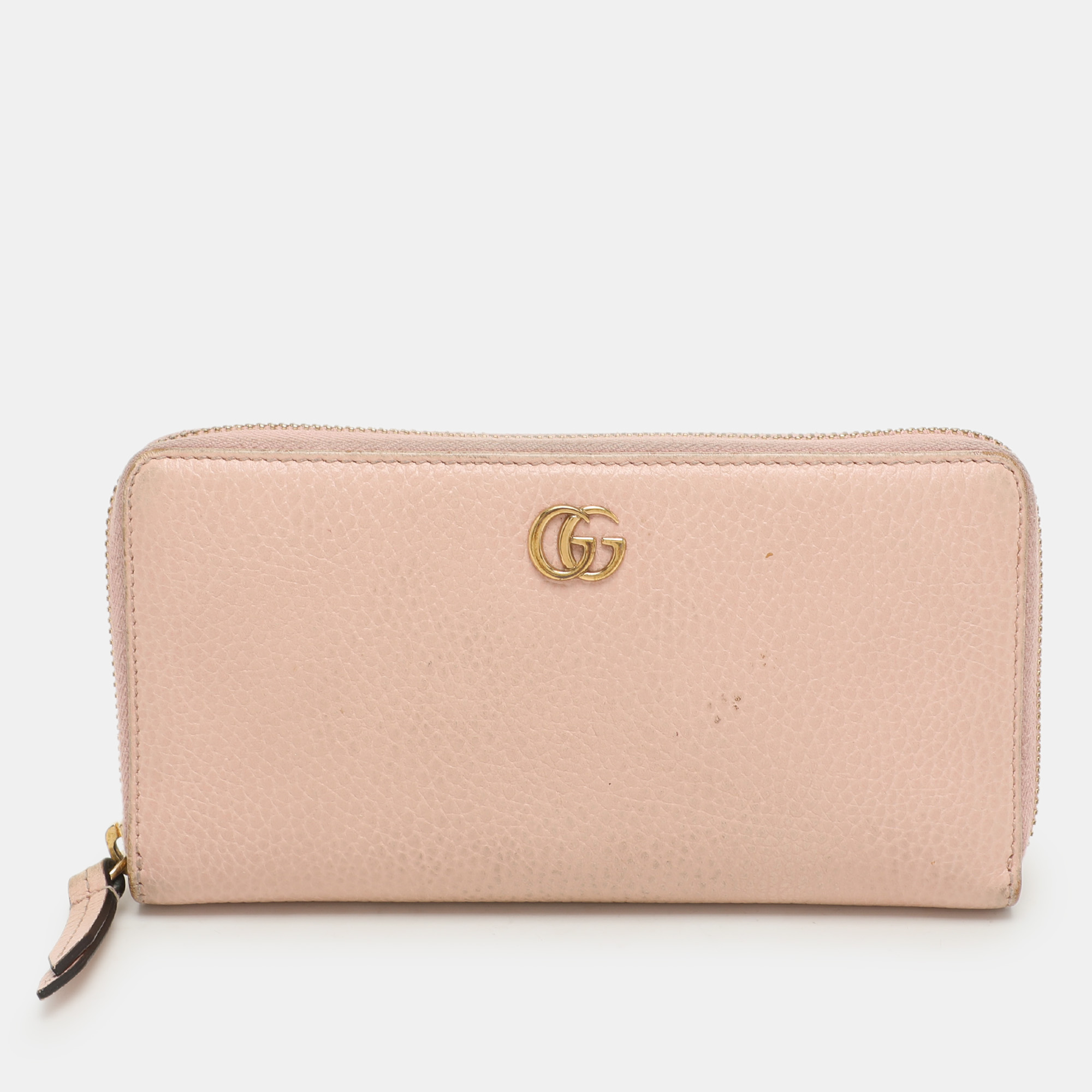 

Gucci Pink Leather Marmont Zip Around Continental Wallet