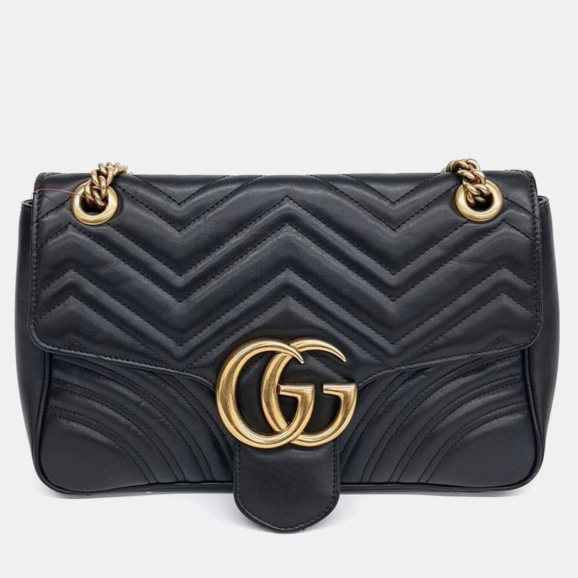 

Gucci Black Leather Marmont Matrace Shoulder Bag