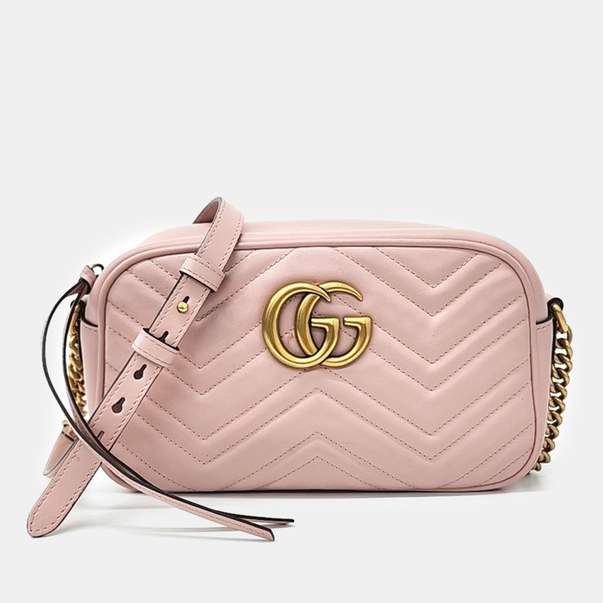 

Gucci Pink Leather Marmont Crossbody Bag