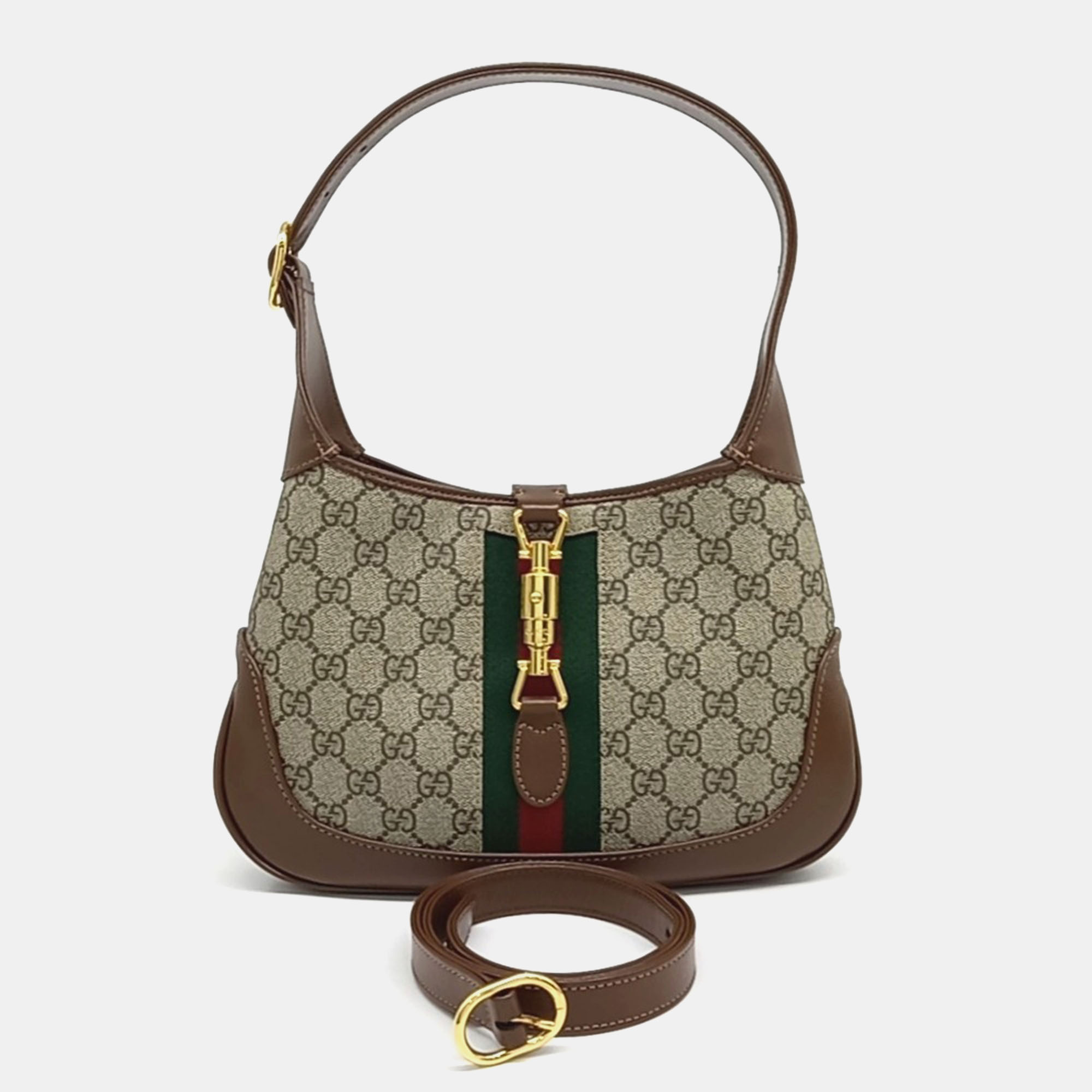 

Gucci Beige Brown Canvas Jackie 1961 Small Hobo Bag
