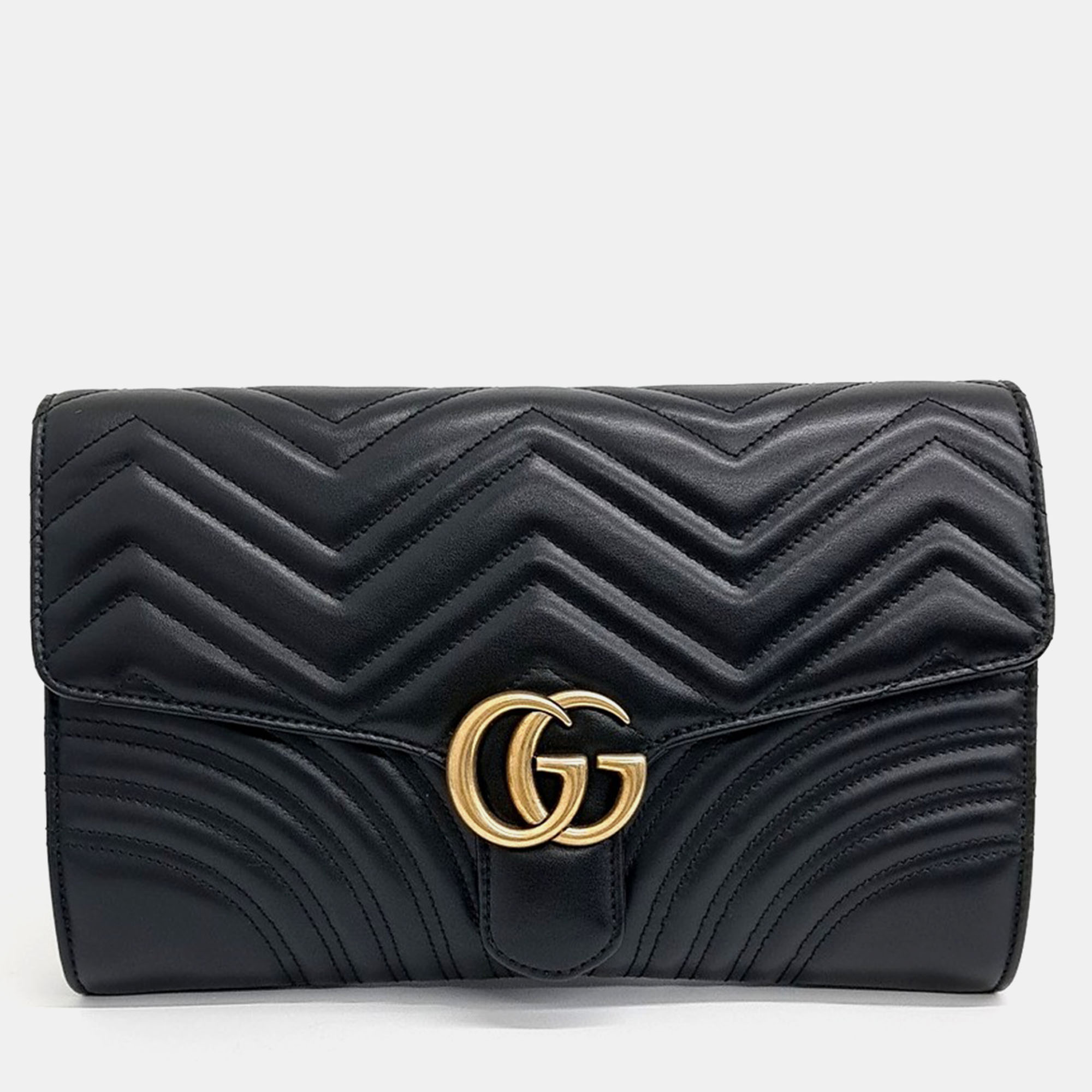 

Gucci Black Leather Marmont Matelasse Clutch