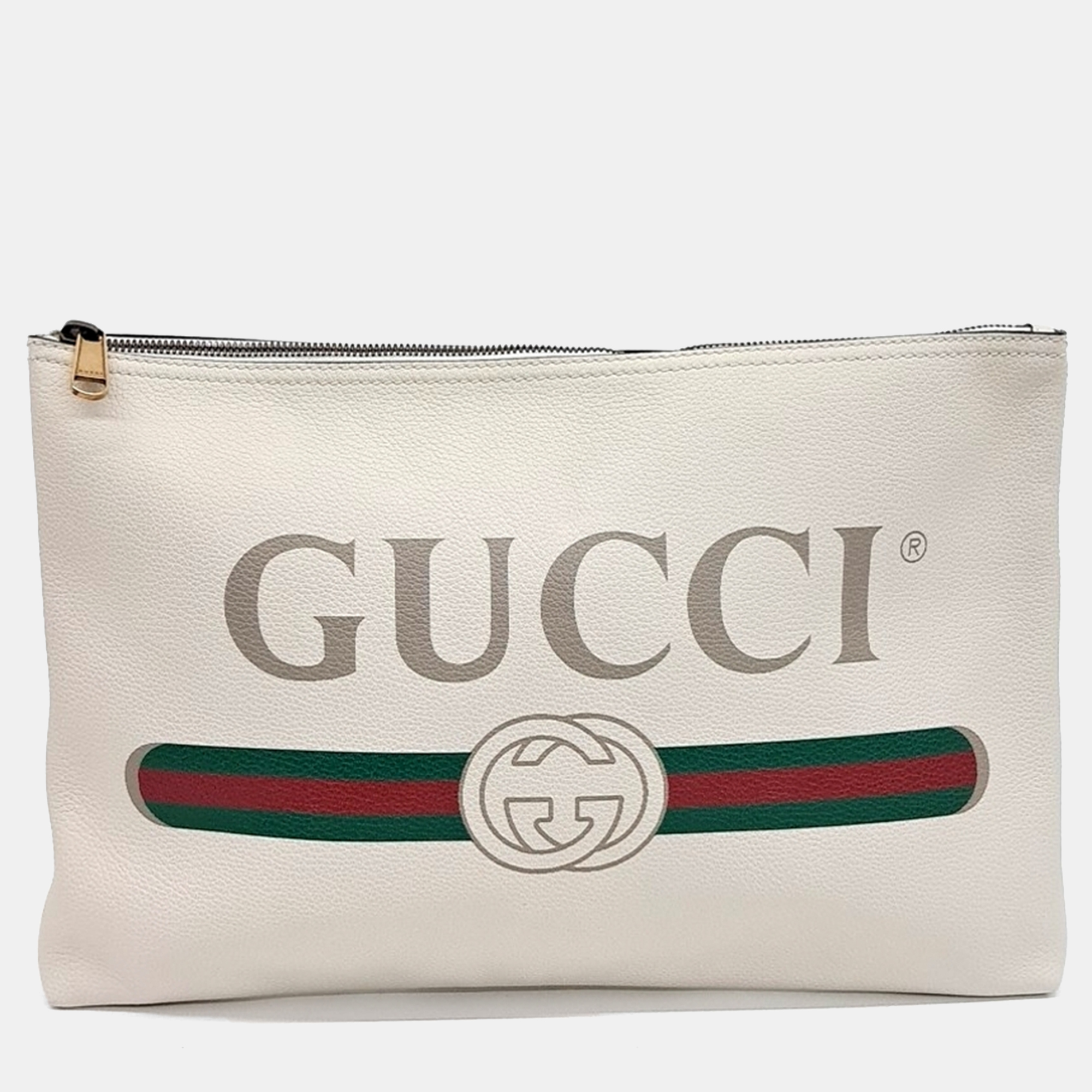 

Gucci Cream Leather Logo Clutch